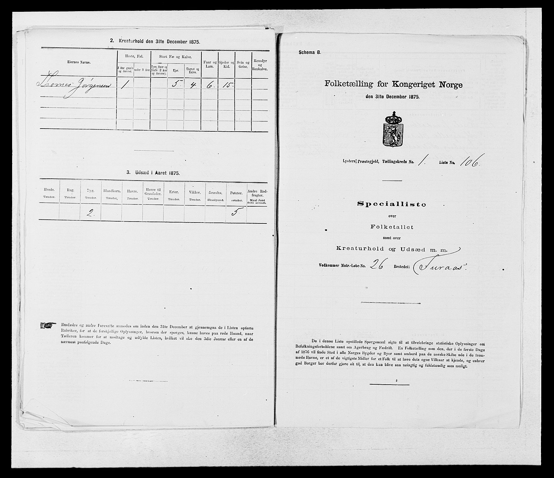 SAB, 1875 census for 1426P Luster, 1875, p. 242