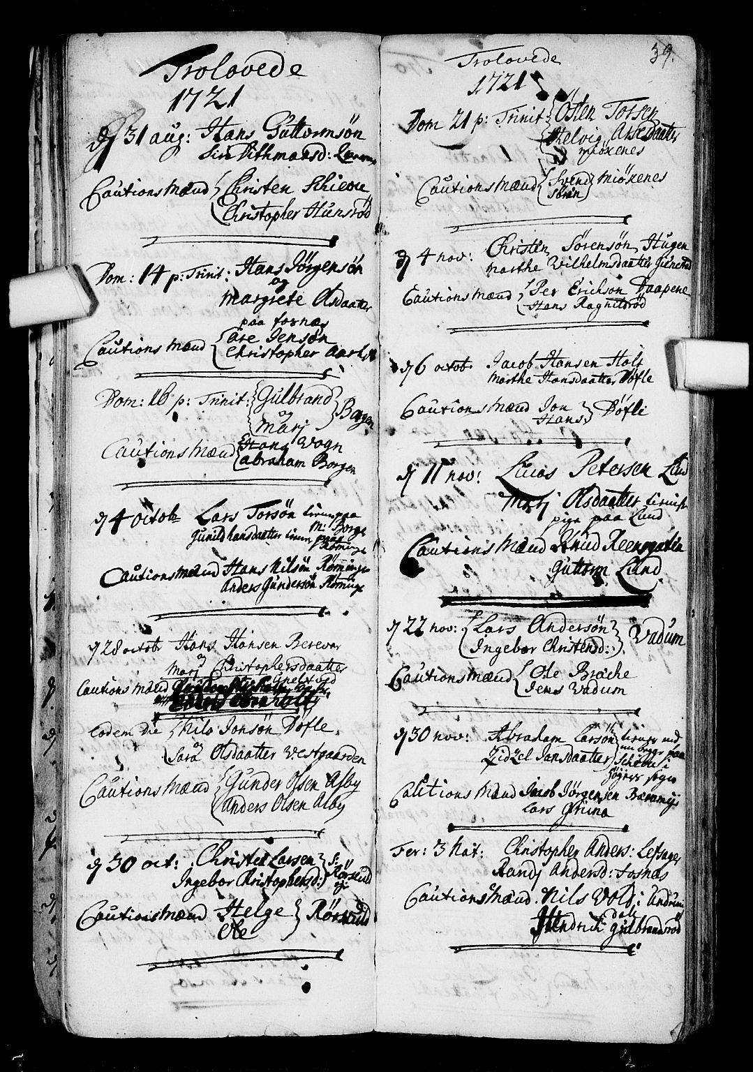 Stokke kirkebøker, AV/SAKO-A-320/F/Fa/L0001: Parish register (official) no. I 1, 1717-1733, p. 39