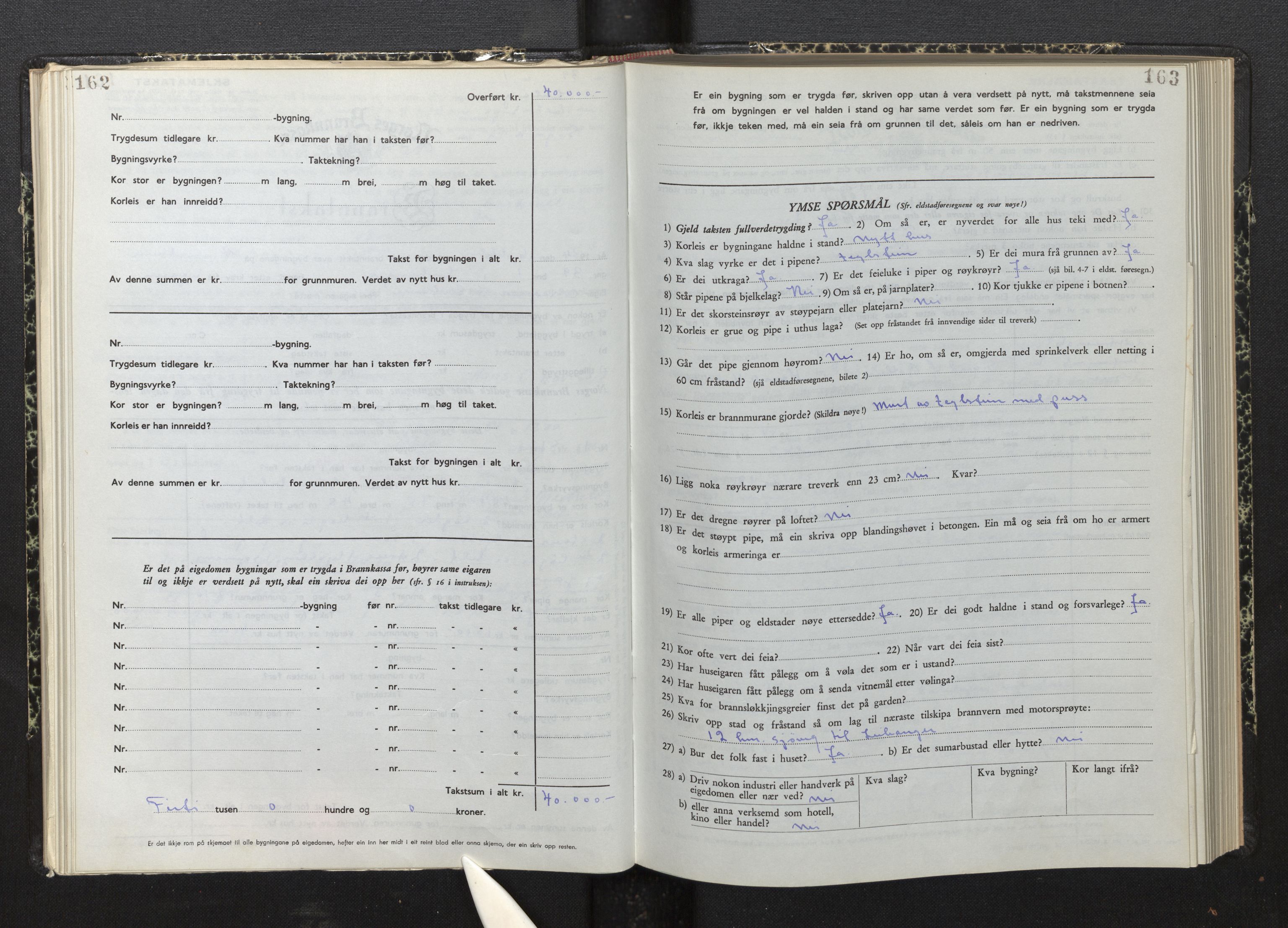 Lensmannen i Leikanger, AV/SAB-A-29201/0012/L0010: Branntakstprotokoll, skjematakst, 1952-1955, p. 162-163