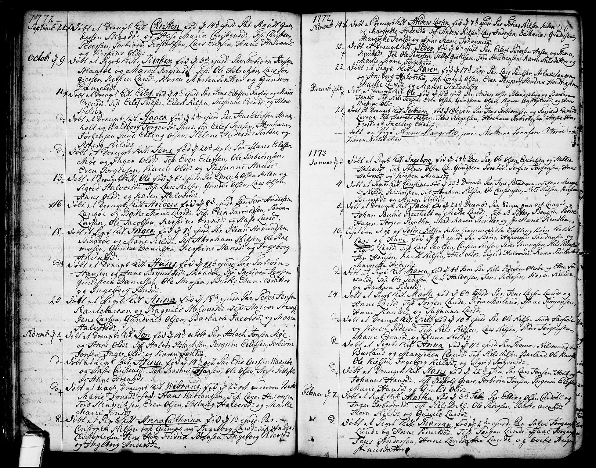 Sannidal kirkebøker, SAKO/A-296/F/Fa/L0002: Parish register (official) no. 2, 1767-1802, p. 36