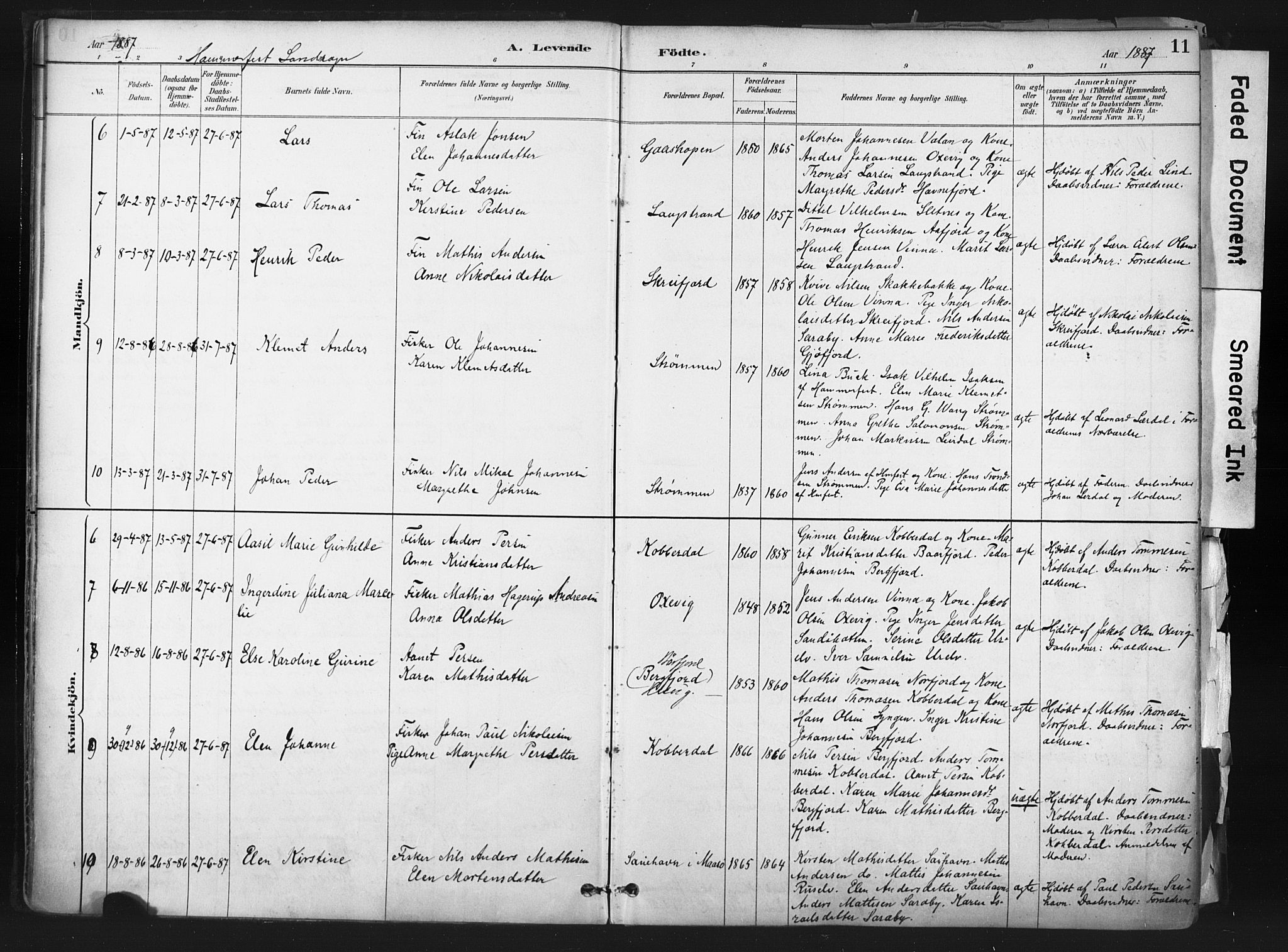 Hammerfest sokneprestkontor, AV/SATØ-S-1347/H/Ha/L0011.kirke: Parish register (official) no. 11 /1, 1885-1897, p. 11