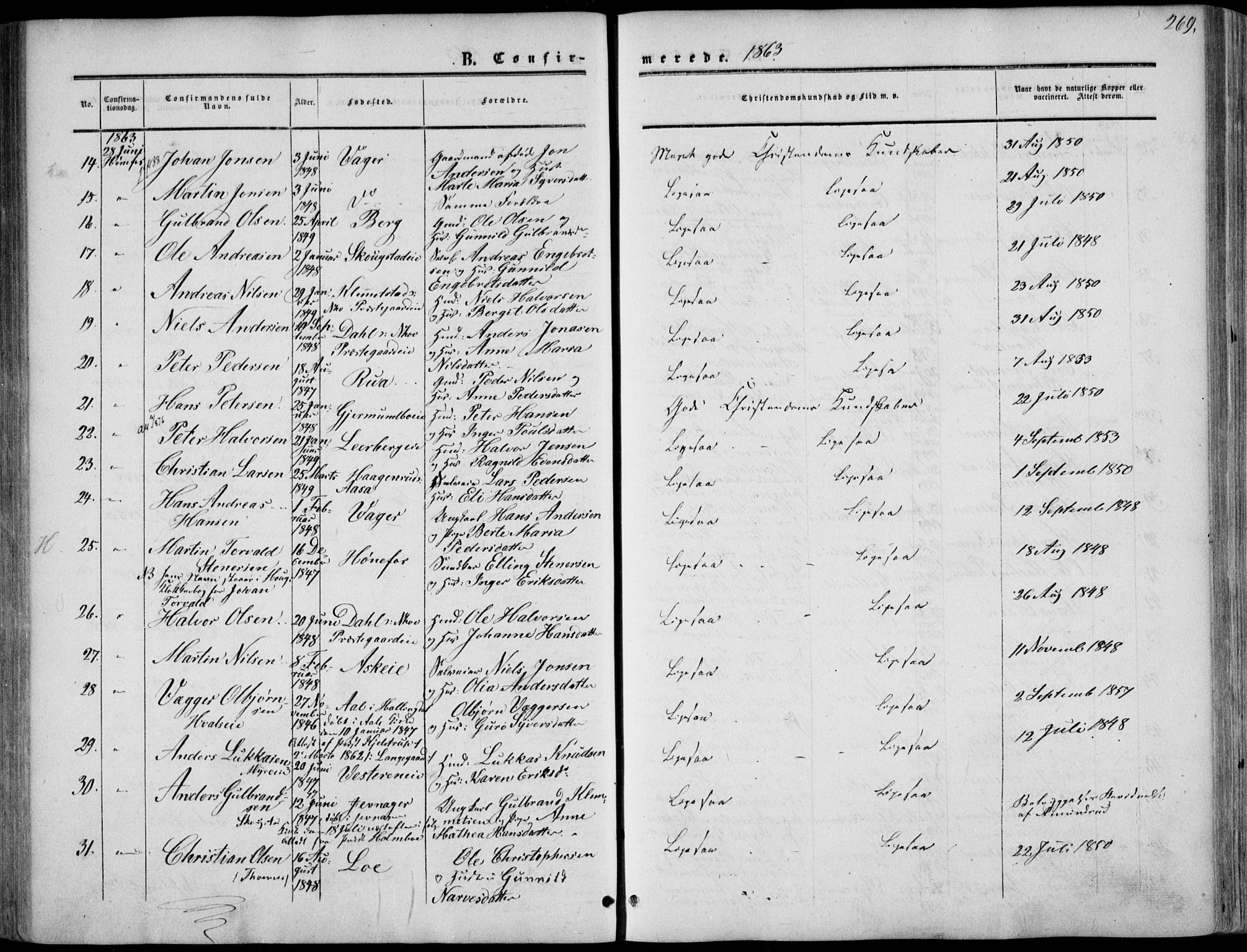 Norderhov kirkebøker, AV/SAKO-A-237/F/Fa/L0012: Parish register (official) no. 12, 1856-1865, p. 269