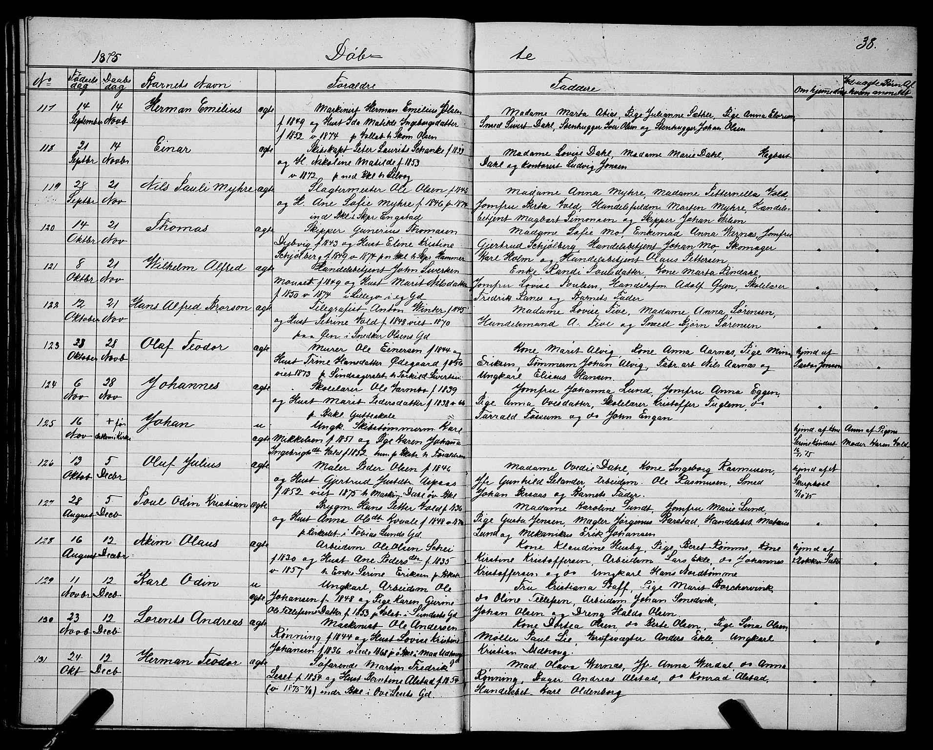 Ministerialprotokoller, klokkerbøker og fødselsregistre - Sør-Trøndelag, SAT/A-1456/604/L0220: Parish register (copy) no. 604C03, 1870-1885, p. 38
