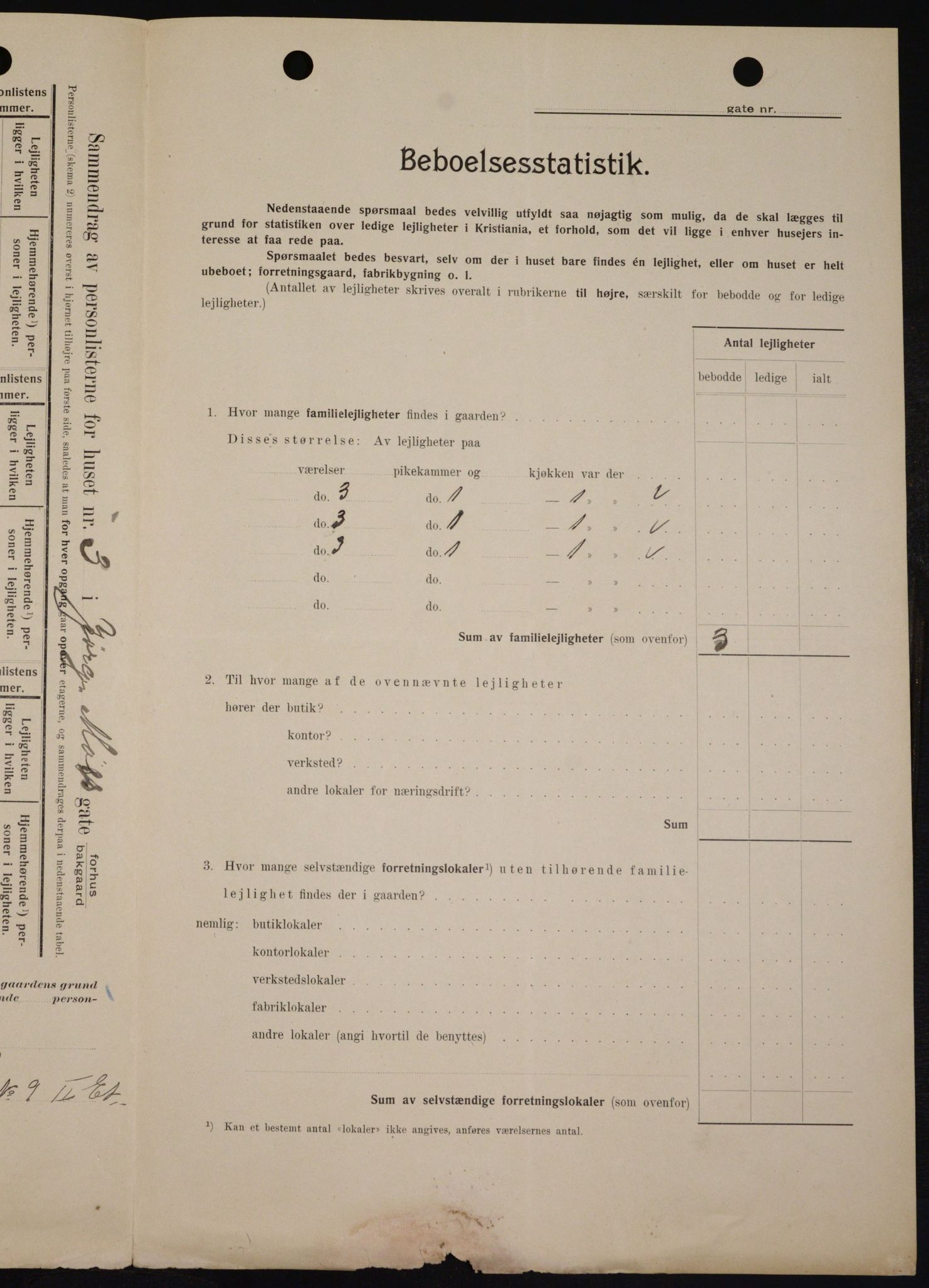 OBA, Municipal Census 1909 for Kristiania, 1909, p. 43581