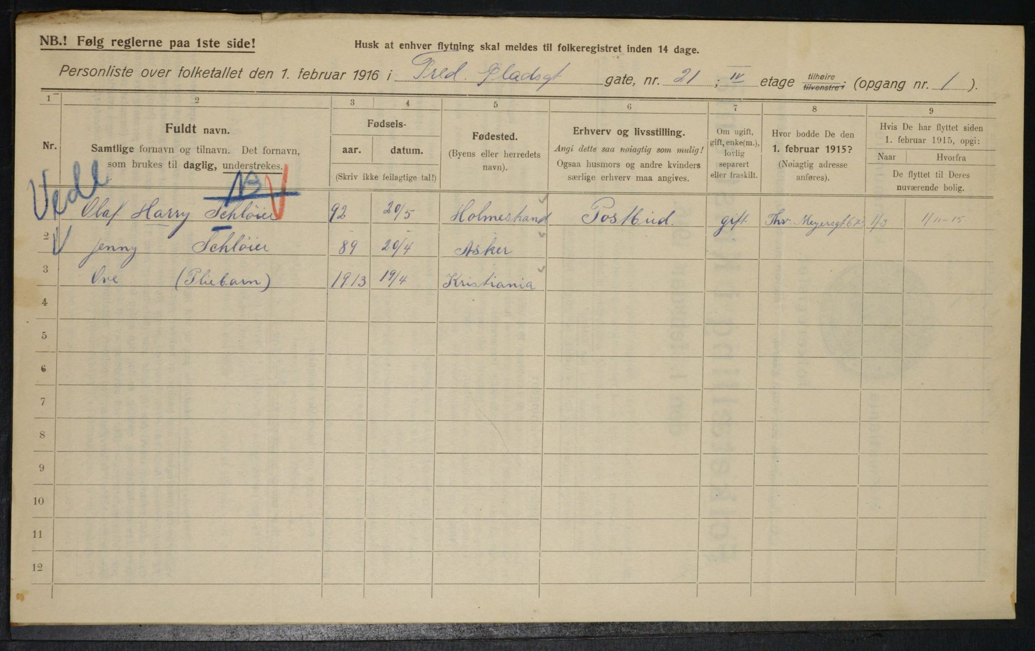 OBA, Municipal Census 1916 for Kristiania, 1916, p. 27034