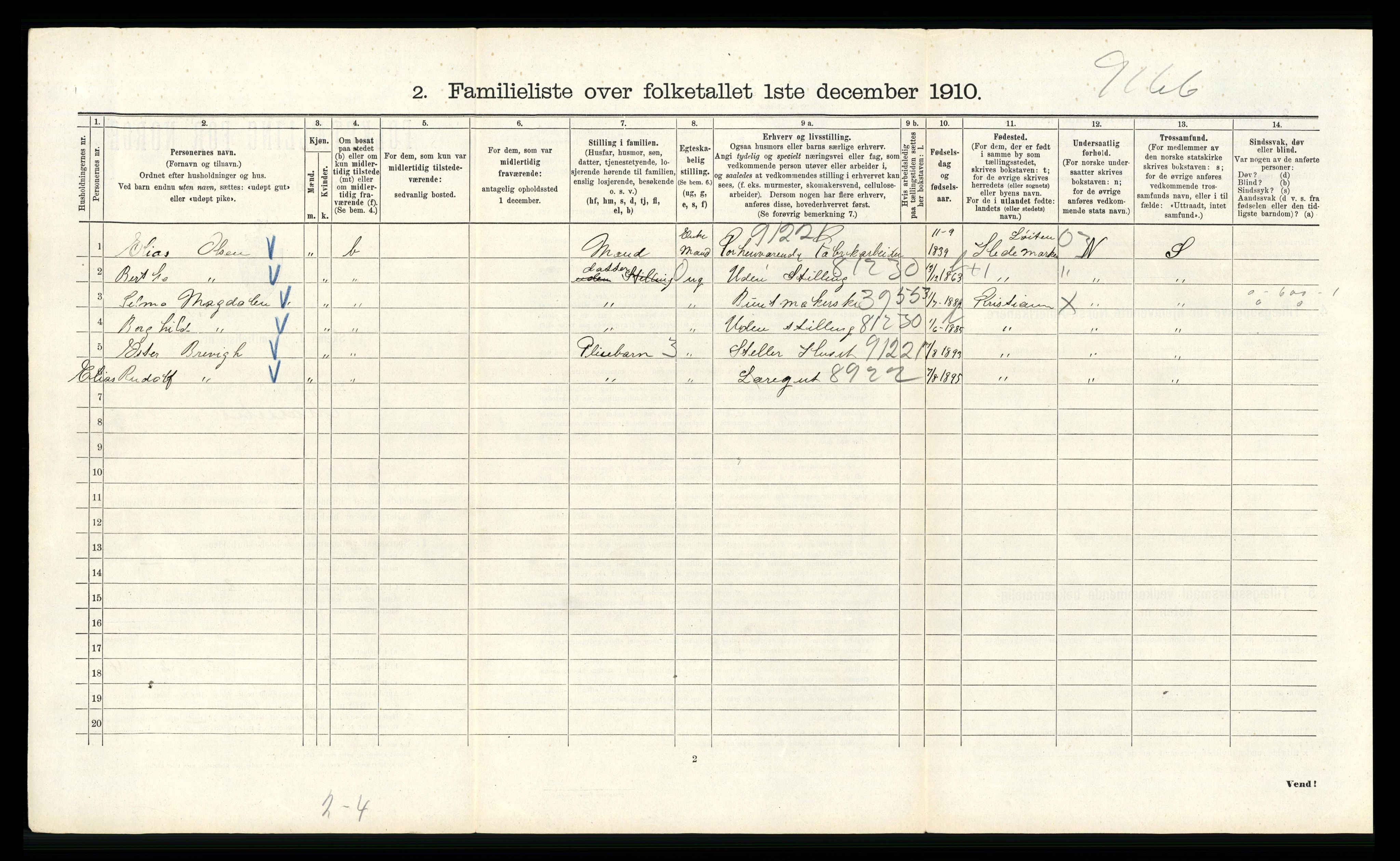 RA, 1910 census for Kristiania, 1910, p. 63184