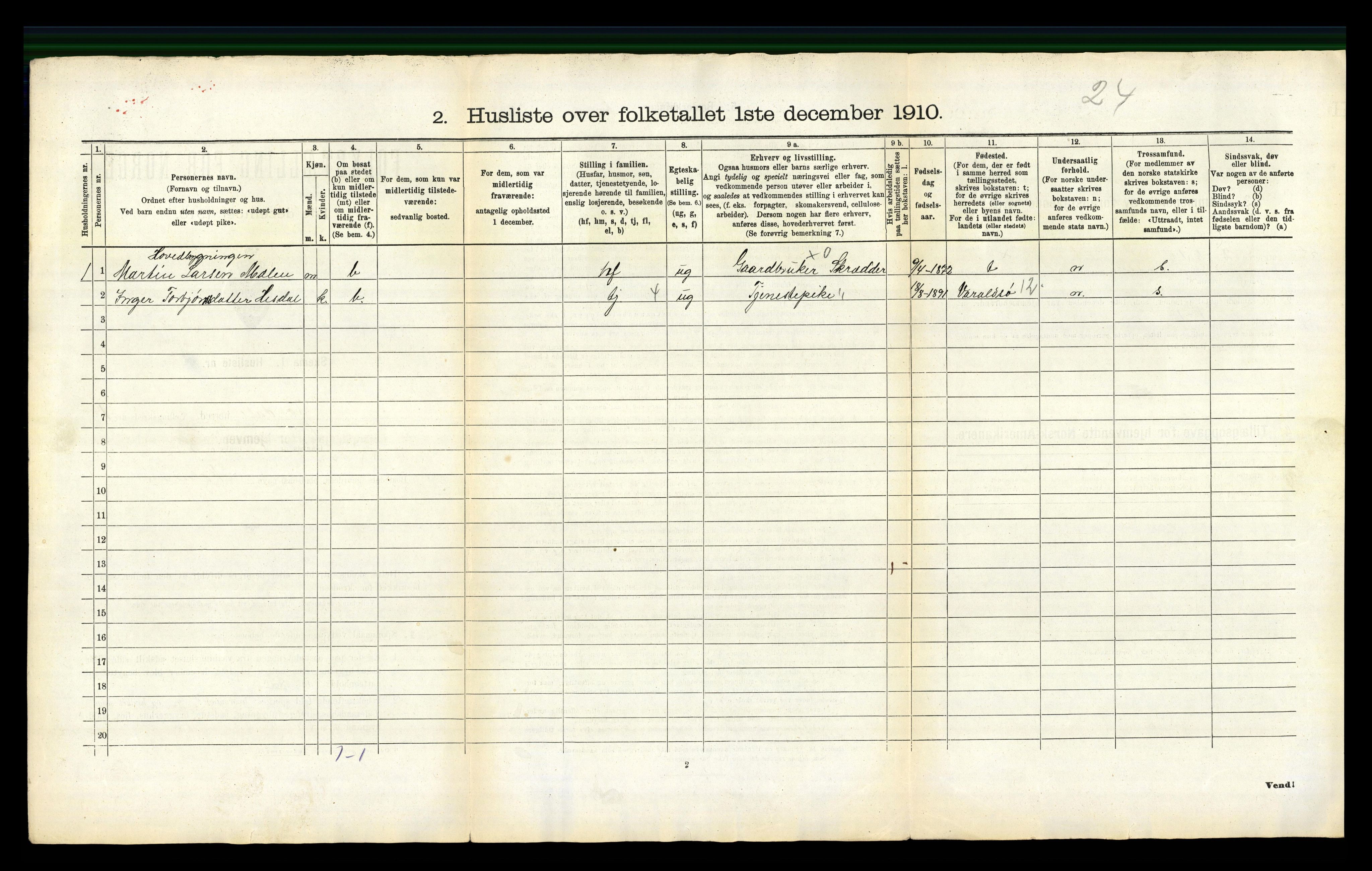 RA, 1910 census for Jondal, 1910, p. 41