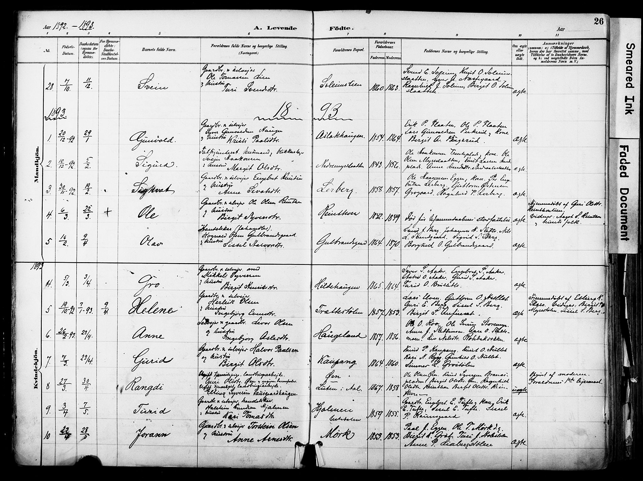 Hol kirkebøker, AV/SAKO-A-227/F/Fa/L0003: Parish register (official) no. I 3, 1887-1918, p. 26