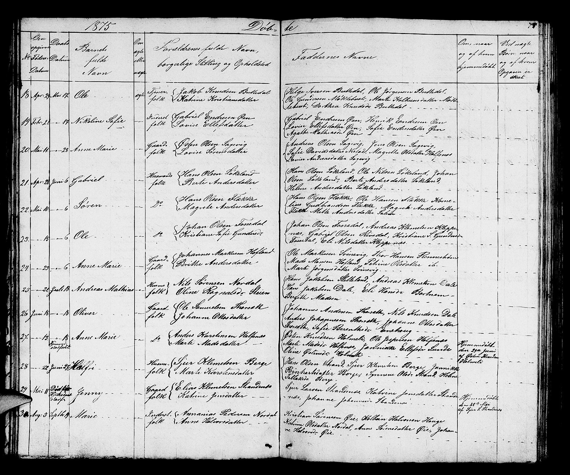 Fjaler sokneprestembete, SAB/A-79801/H/Hab/Habc/L0001: Parish register (copy) no. C 1, 1852-1878, p. 78