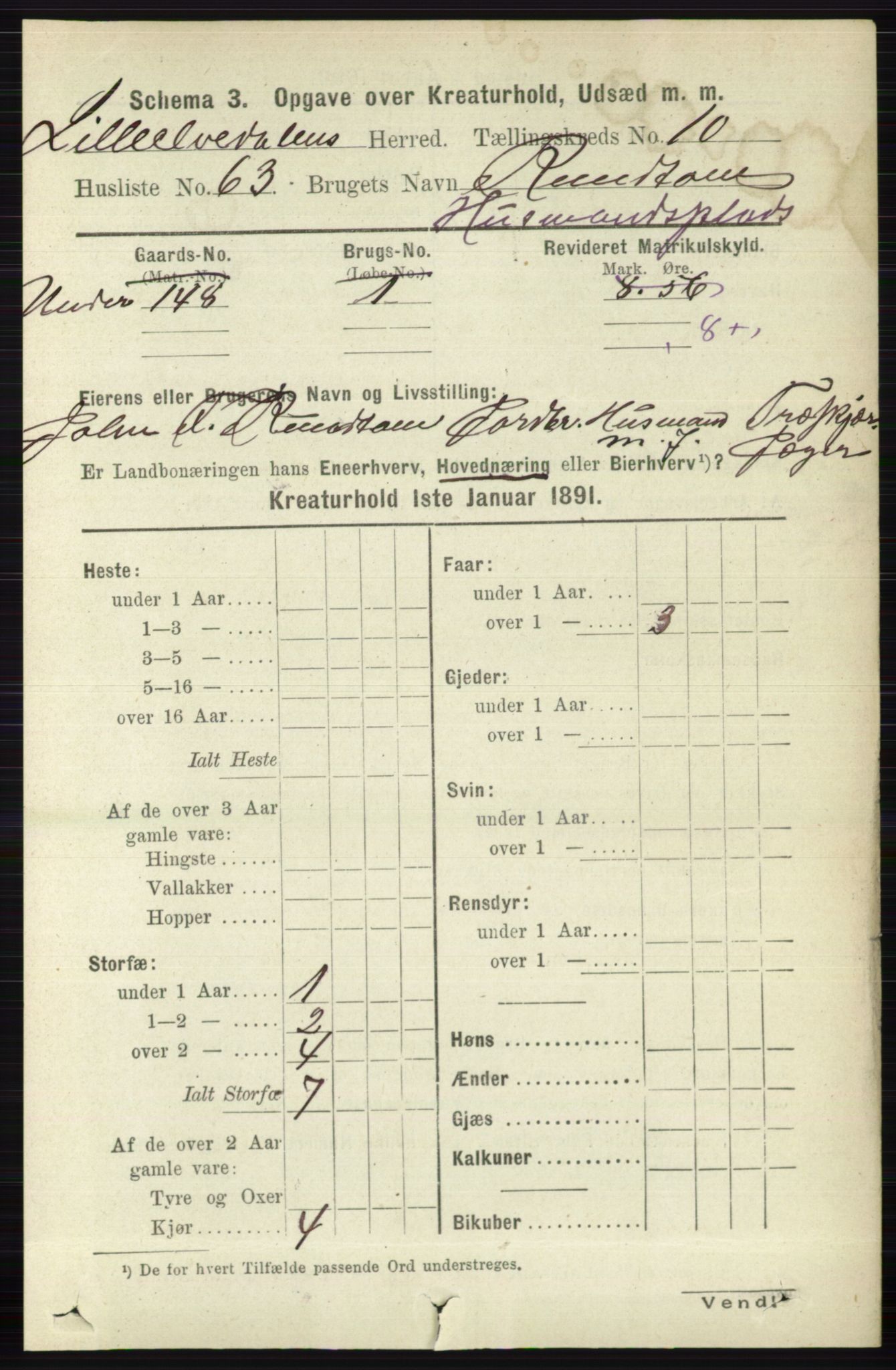 RA, 1891 census for 0438 Lille Elvedalen, 1891, p. 4978