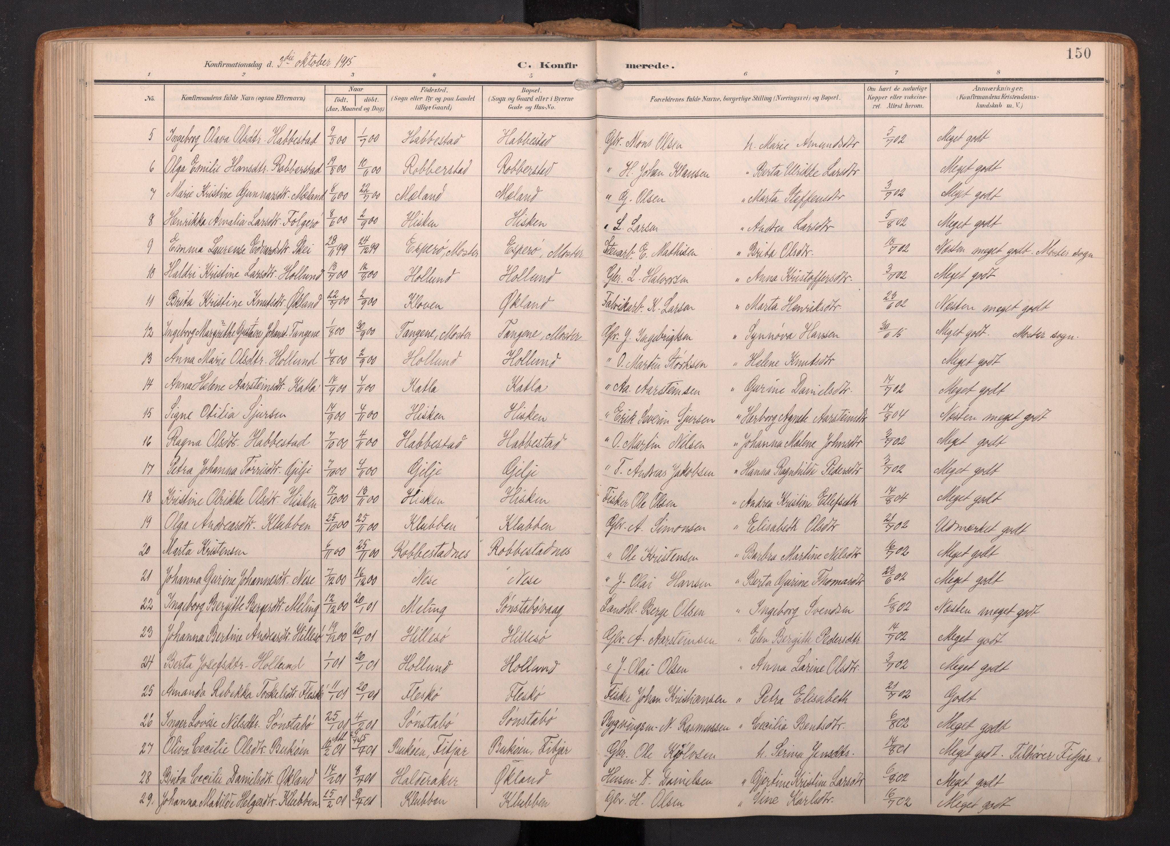 Finnås sokneprestembete, SAB/A-99925/H/Ha/Haa/Haac/L0003: Parish register (official) no. C 3, 1905-1917, p. 150