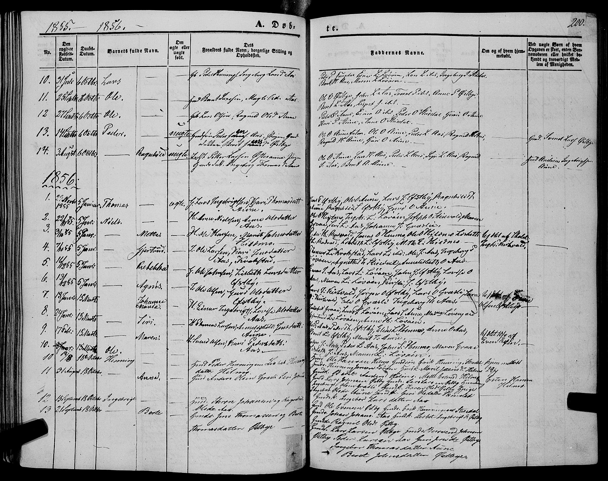 Ministerialprotokoller, klokkerbøker og fødselsregistre - Sør-Trøndelag, SAT/A-1456/695/L1146: Parish register (official) no. 695A06 /2, 1843-1859, p. 200