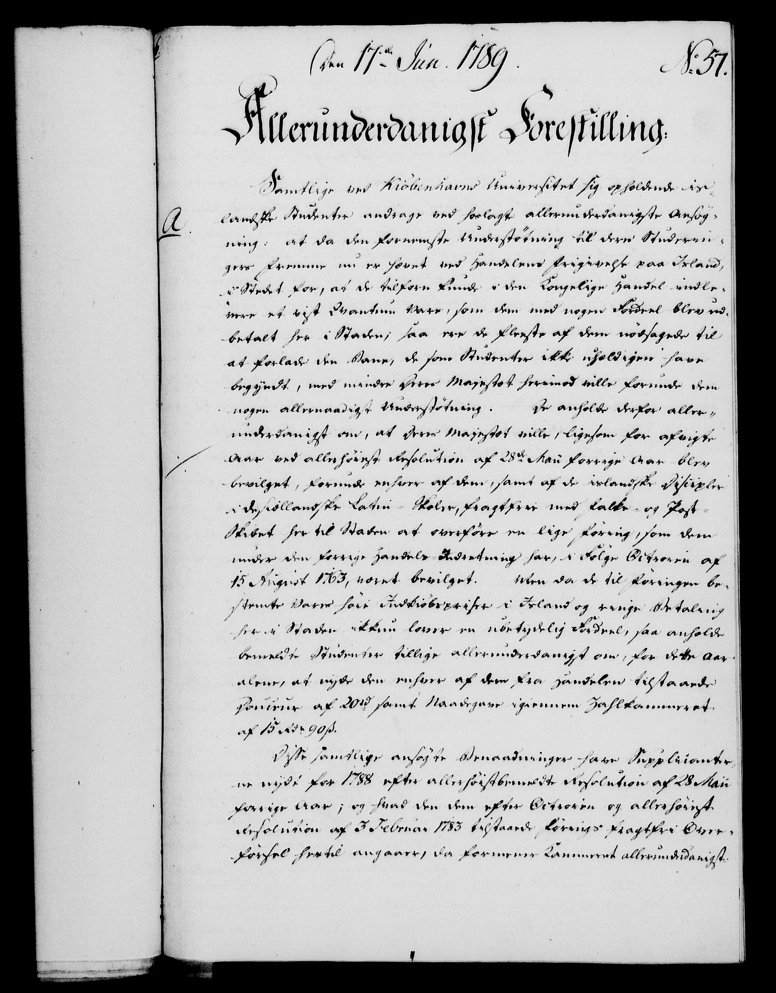 Rentekammeret, Kammerkanselliet, RA/EA-3111/G/Gf/Gfa/L0071: Norsk relasjons- og resolusjonsprotokoll (merket RK 52.71), 1789, p. 345