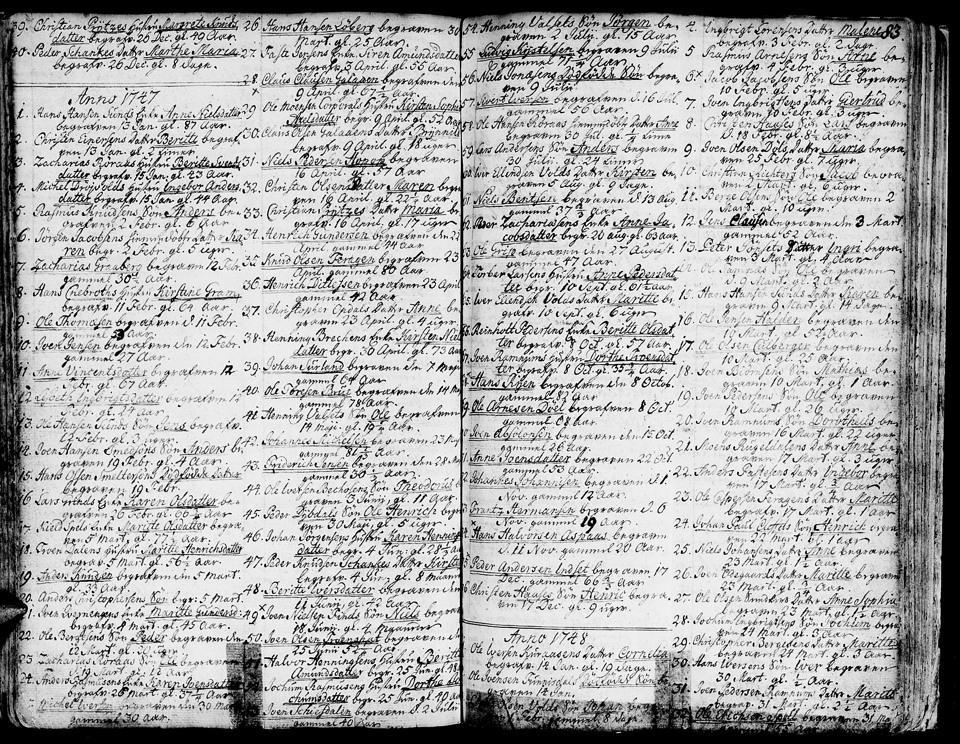 Ministerialprotokoller, klokkerbøker og fødselsregistre - Sør-Trøndelag, SAT/A-1456/681/L0925: Parish register (official) no. 681A03, 1727-1766, p. 83