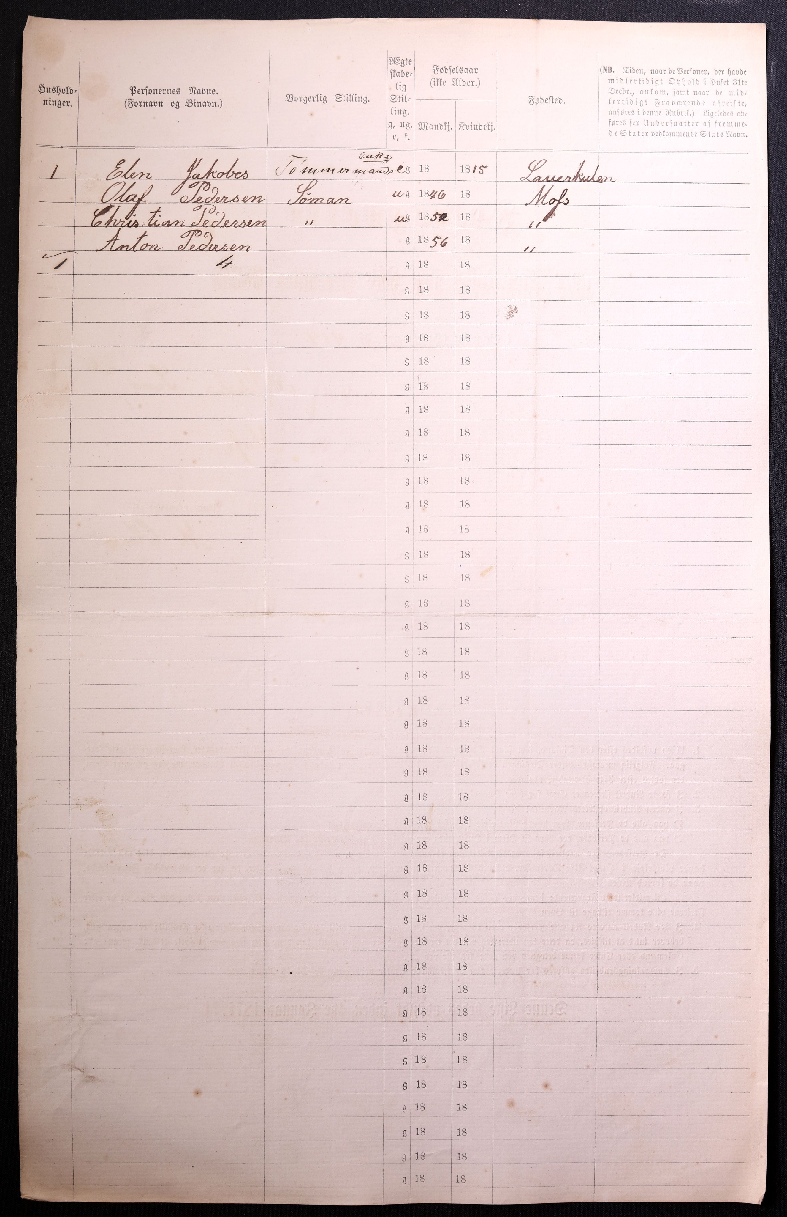 RA, 1870 census for 0104 Moss, 1870, p. 698