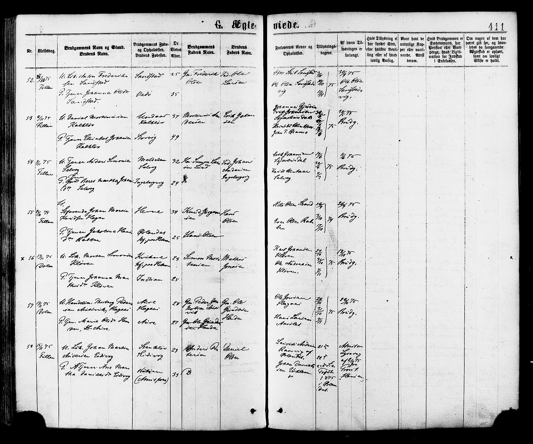 Ministerialprotokoller, klokkerbøker og fødselsregistre - Sør-Trøndelag, AV/SAT-A-1456/634/L0532: Parish register (official) no. 634A08, 1871-1881, p. 411