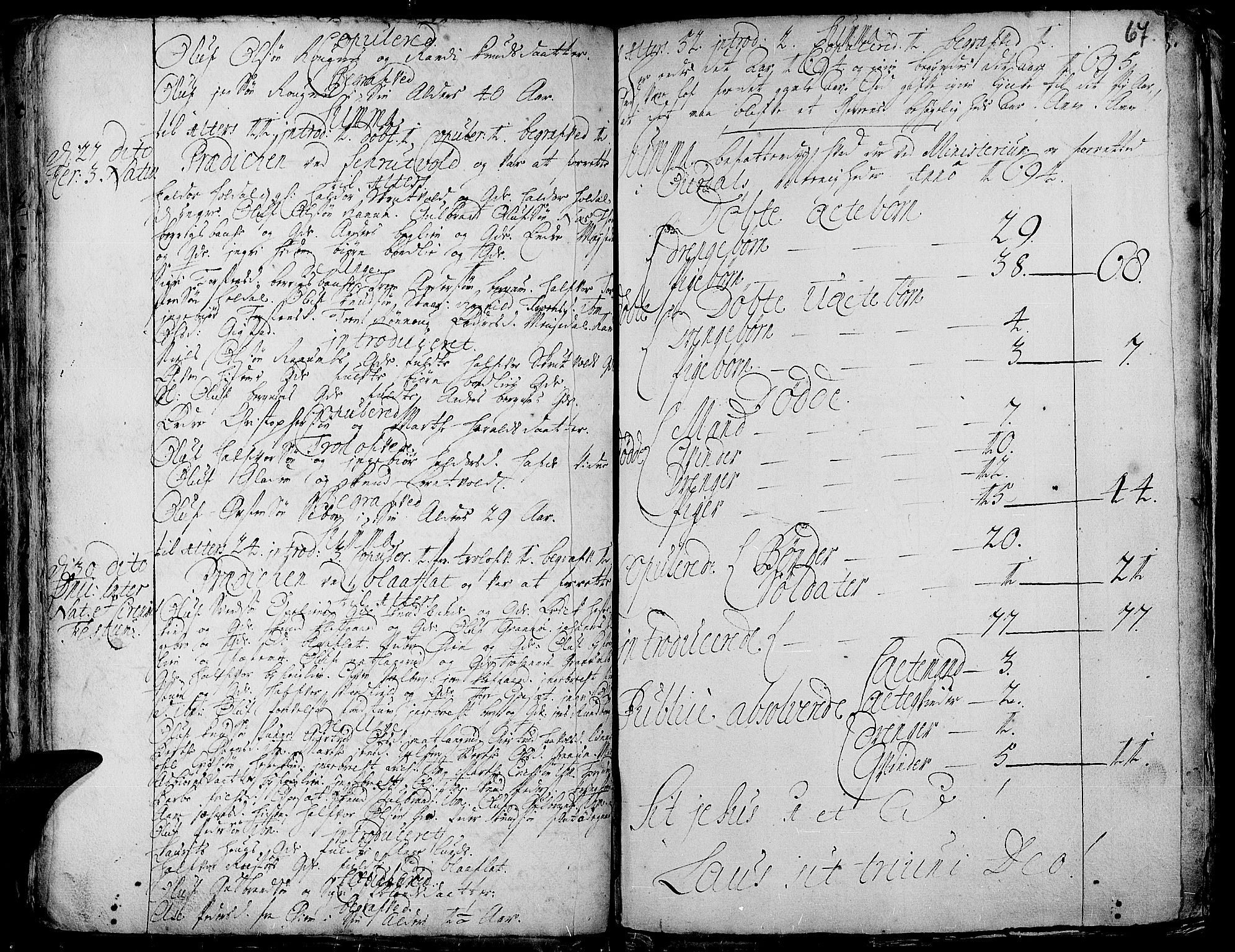 Aurdal prestekontor, SAH/PREST-126/H/Ha/Haa/L0001: Parish register (official) no. 1-3, 1692-1730, p. 67