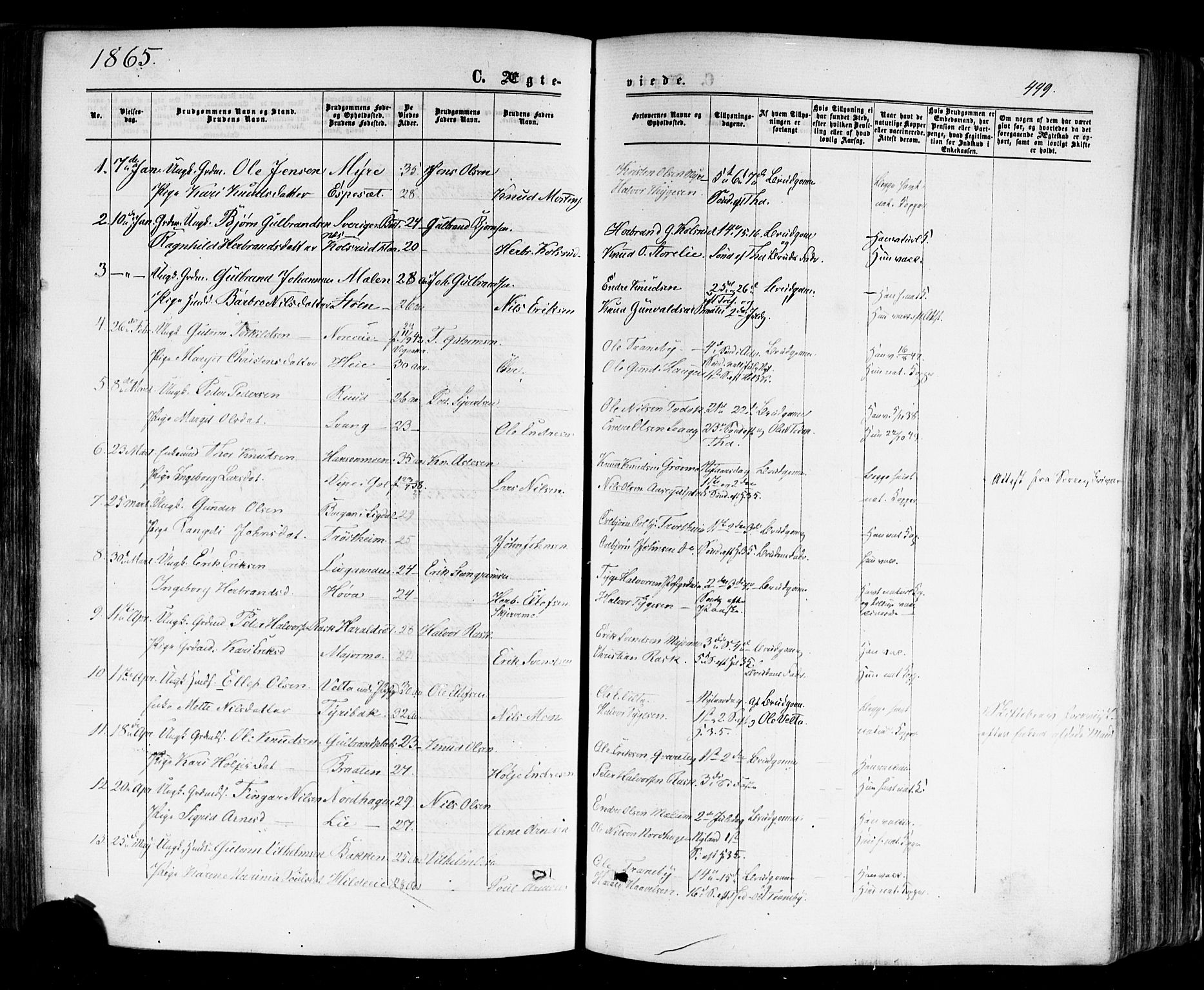 Nes kirkebøker, SAKO/A-236/F/Fa/L0010: Parish register (official) no. 10, 1864-1880, p. 449