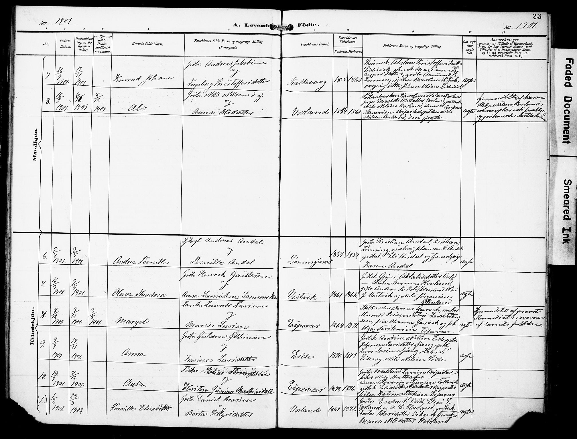 Finnås sokneprestembete, SAB/A-99925/H/Ha/Haa/Haad/L0002: Parish register (official) no. D 2, 1895-1906, p. 23