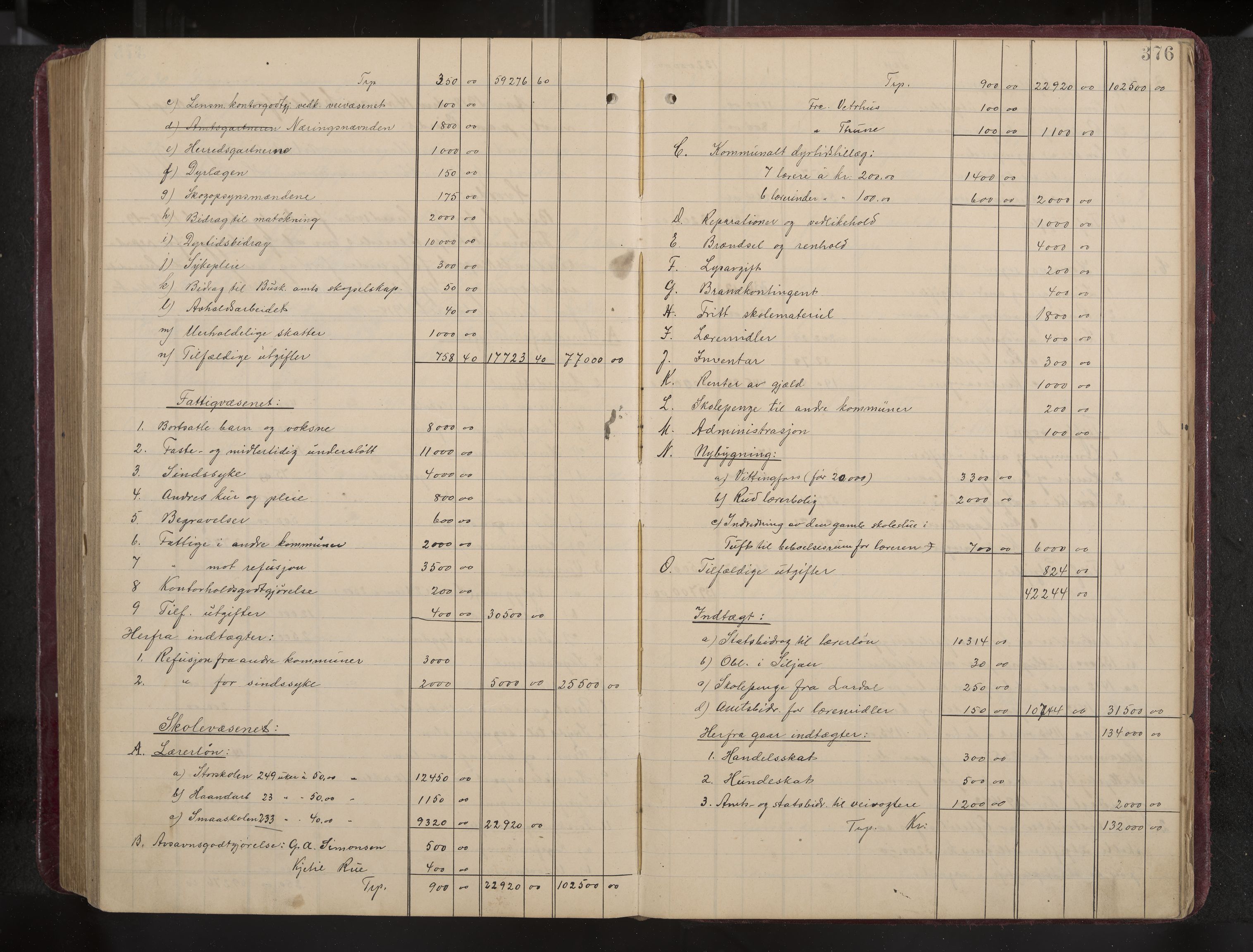 Ytre Sandsvær formannskap og sentraladministrasjon, IKAK/0629021/A/Aa/L0001: Møtebok med register, 1902-1919, p. 376