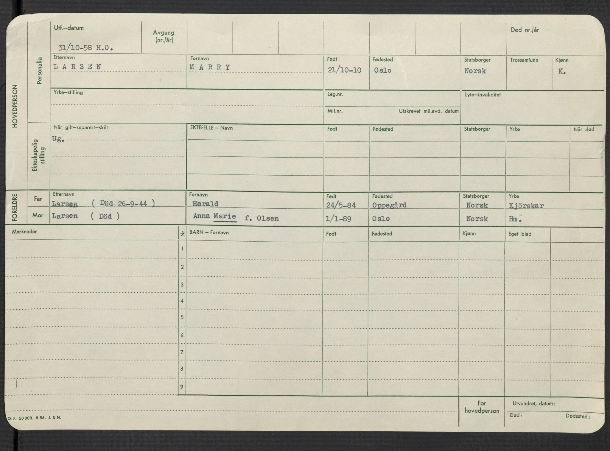 Oslo folkeregister, Registerkort, AV/SAO-A-11715/F/Fa/Fac/L0019: Kvinner, 1906-1914, p. 1082b