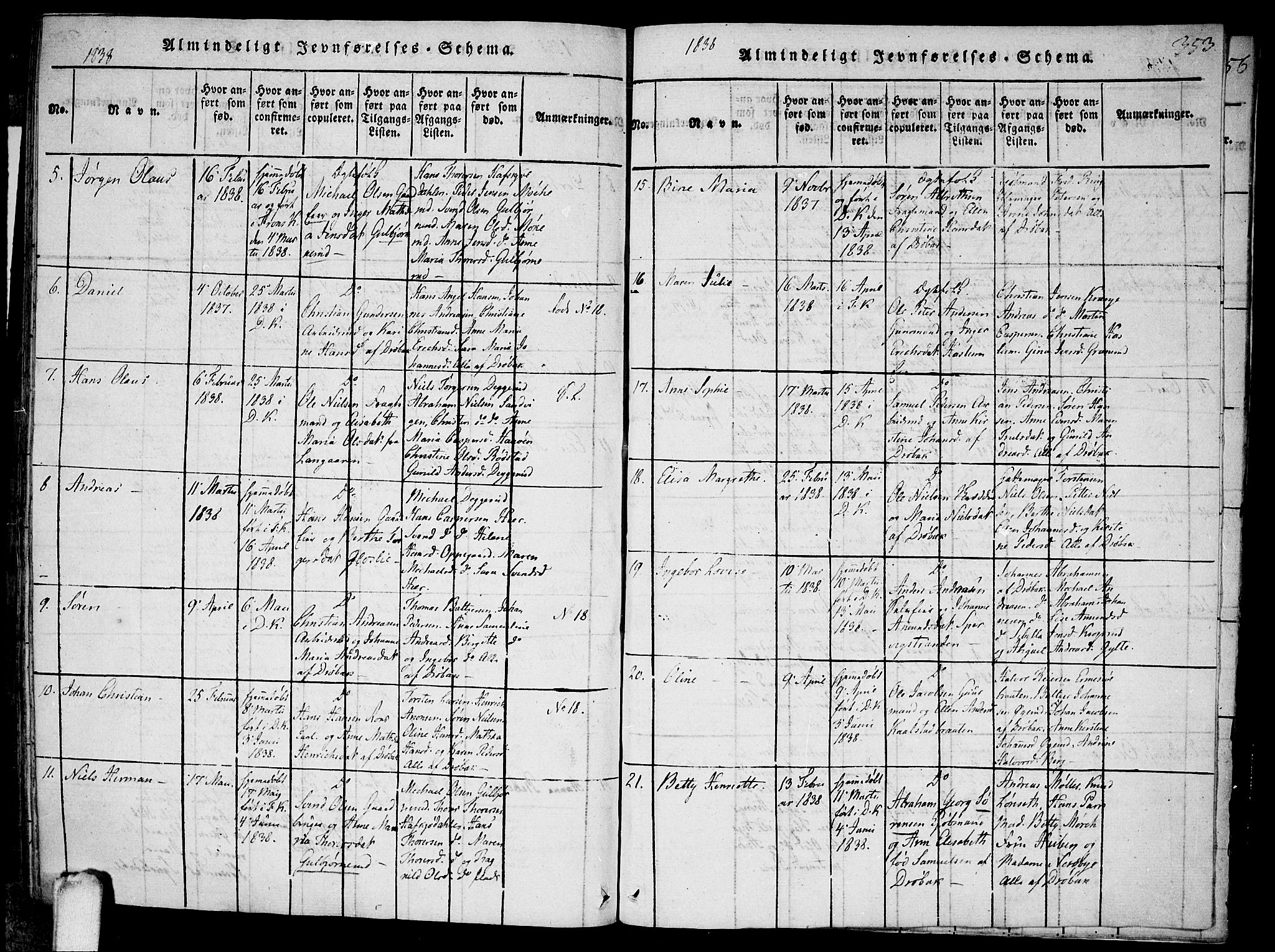 Drøbak prestekontor Kirkebøker, SAO/A-10142a/F/Fa/L0001: Parish register (official) no. I 1, 1816-1842, p. 353