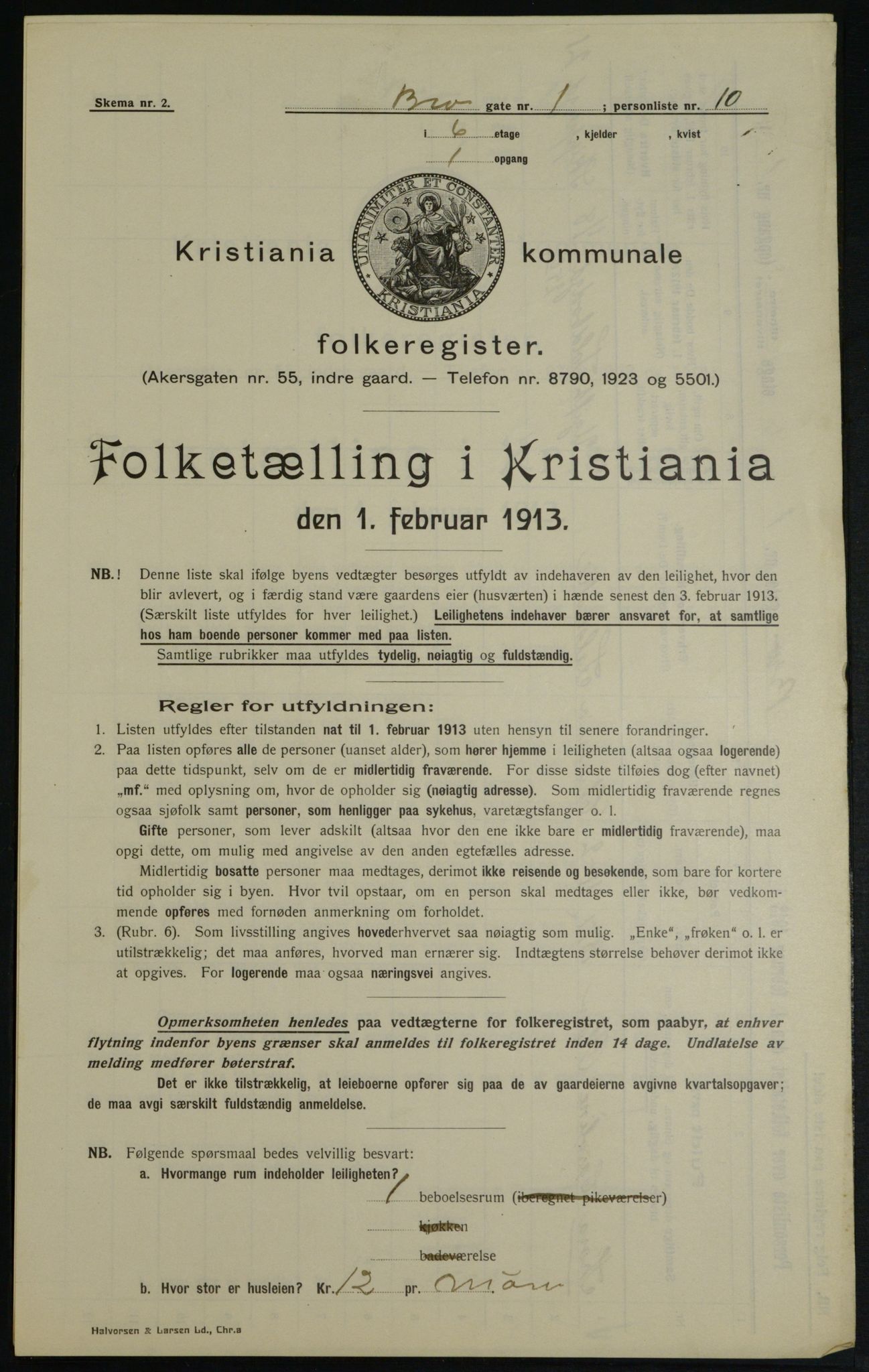 OBA, Municipal Census 1913 for Kristiania, 1913, p. 9598