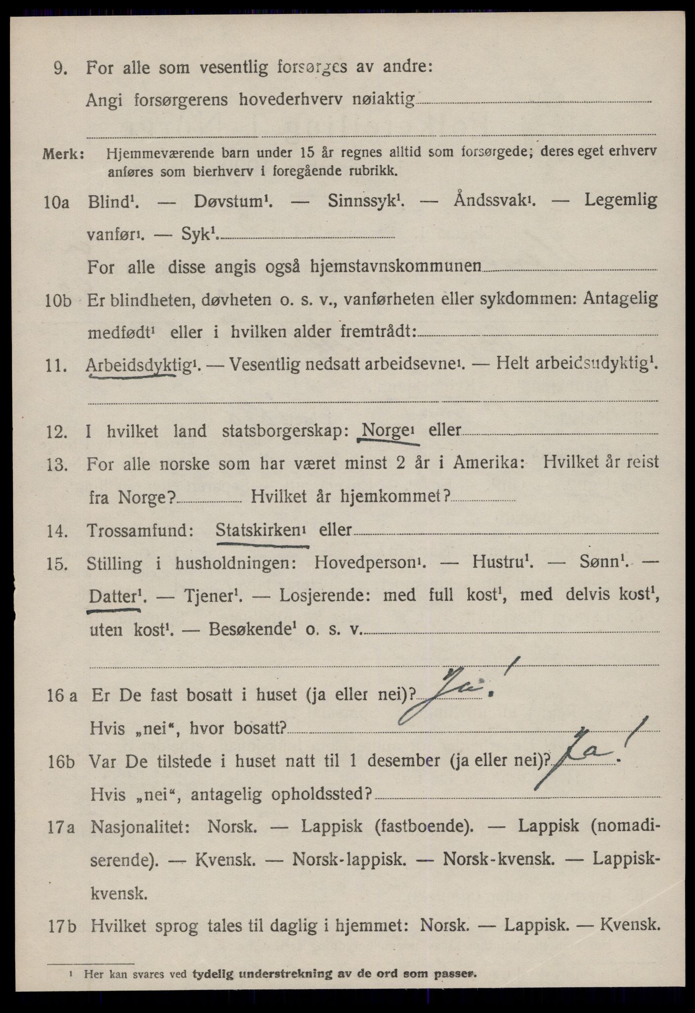 SAT, 1920 census for Hemne, 1920, p. 5195