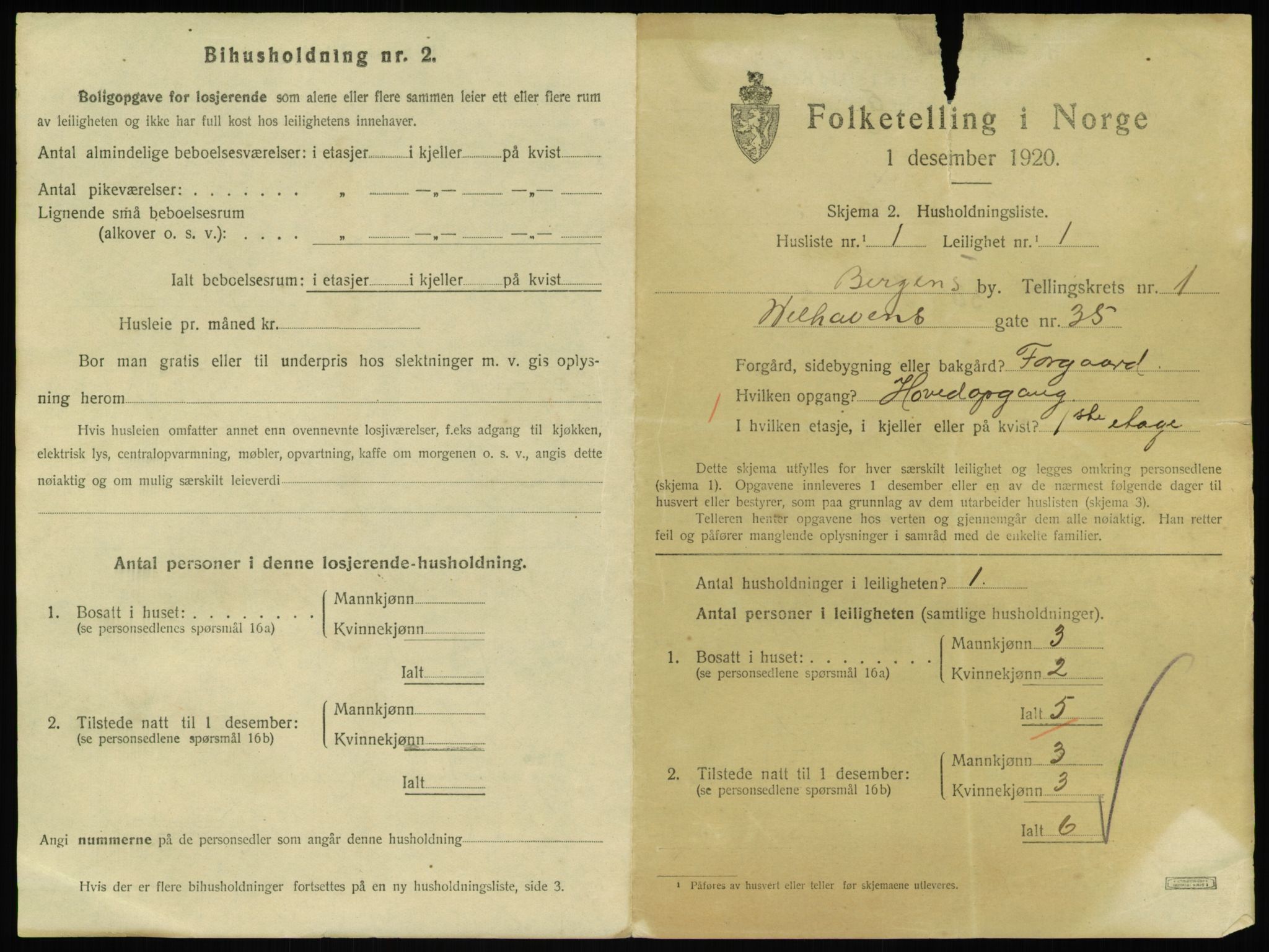 SAB, 1920 census for Bergen, 1920, p. 14269