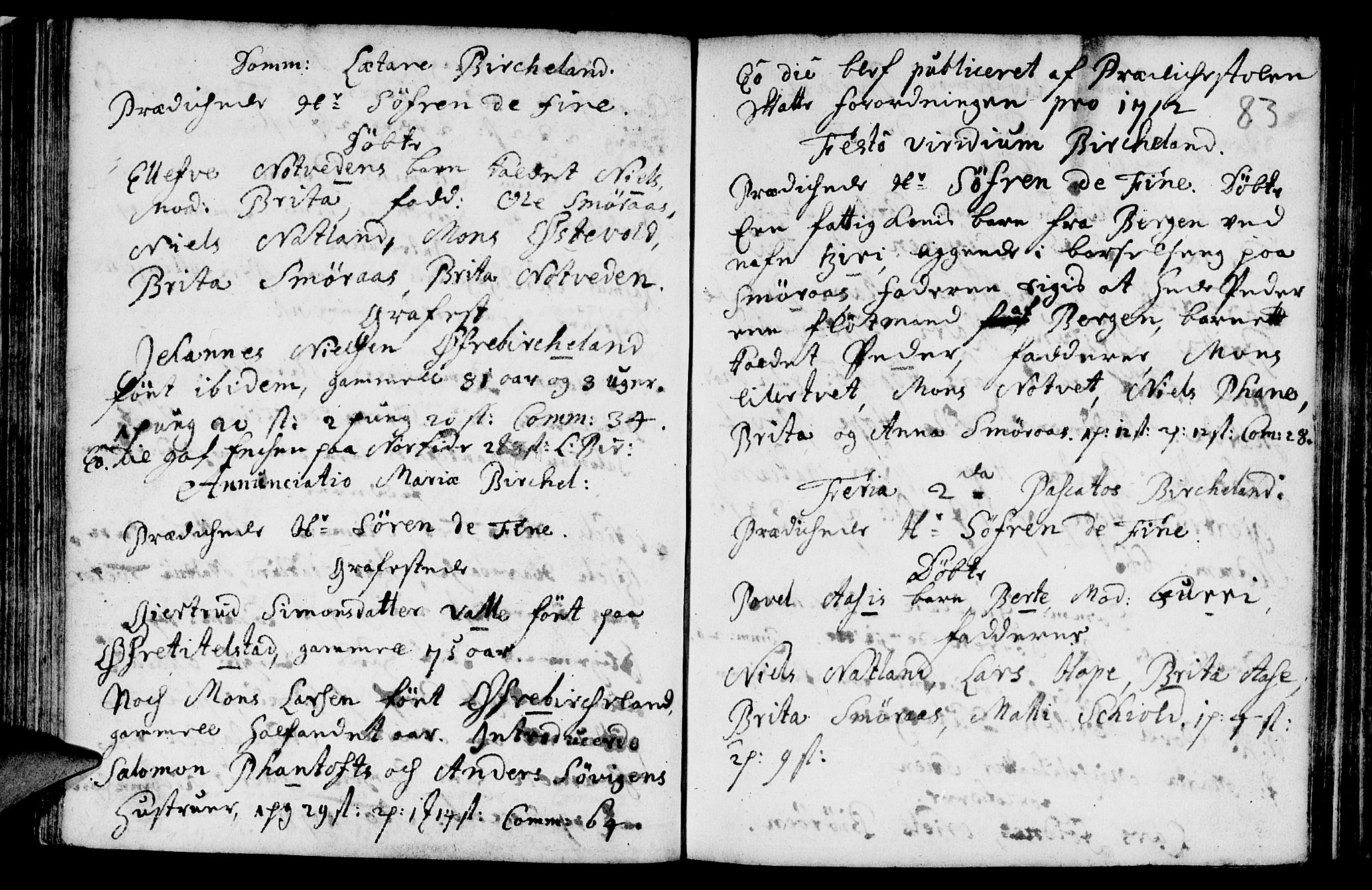 Fana Sokneprestembete, AV/SAB-A-75101/H/Haa/Haaa/L0001: Parish register (official) no. A 1, 1712-1719, p. 83