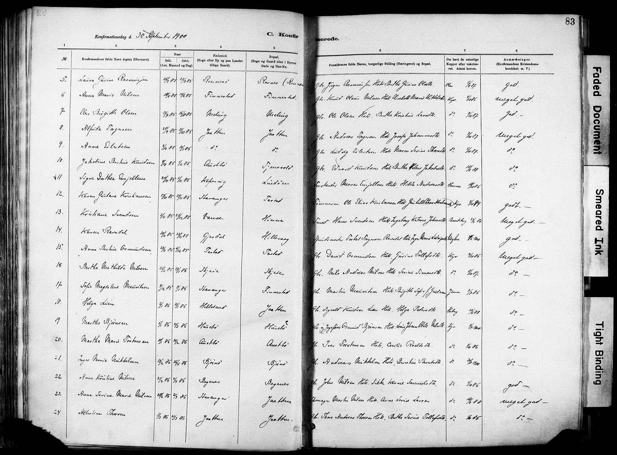 Hetland sokneprestkontor, AV/SAST-A-101826/30/30BA/L0012: Parish register (official) no. A 12, 1882-1912, p. 83