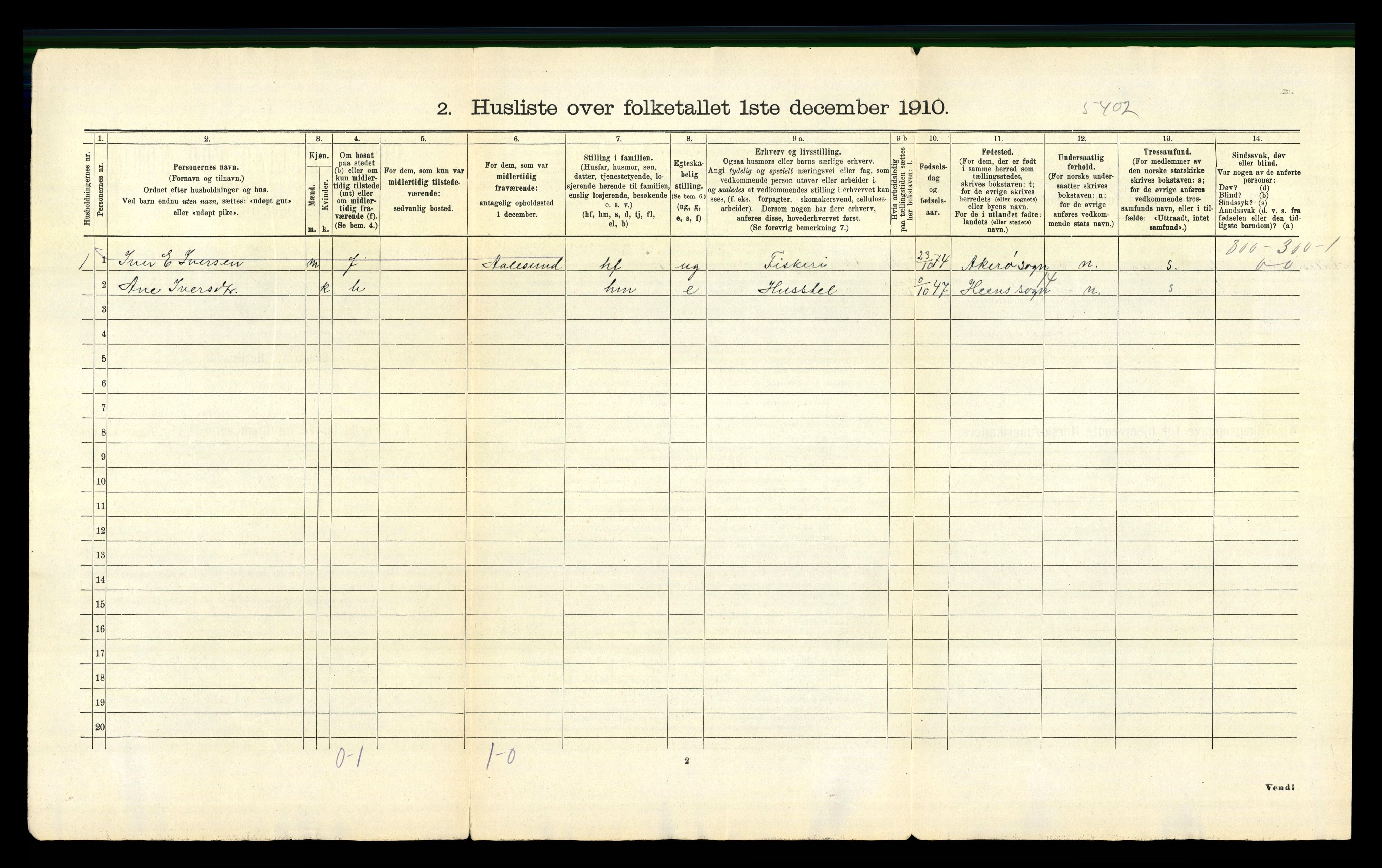 RA, 1910 census for Fræna, 1910, p. 45