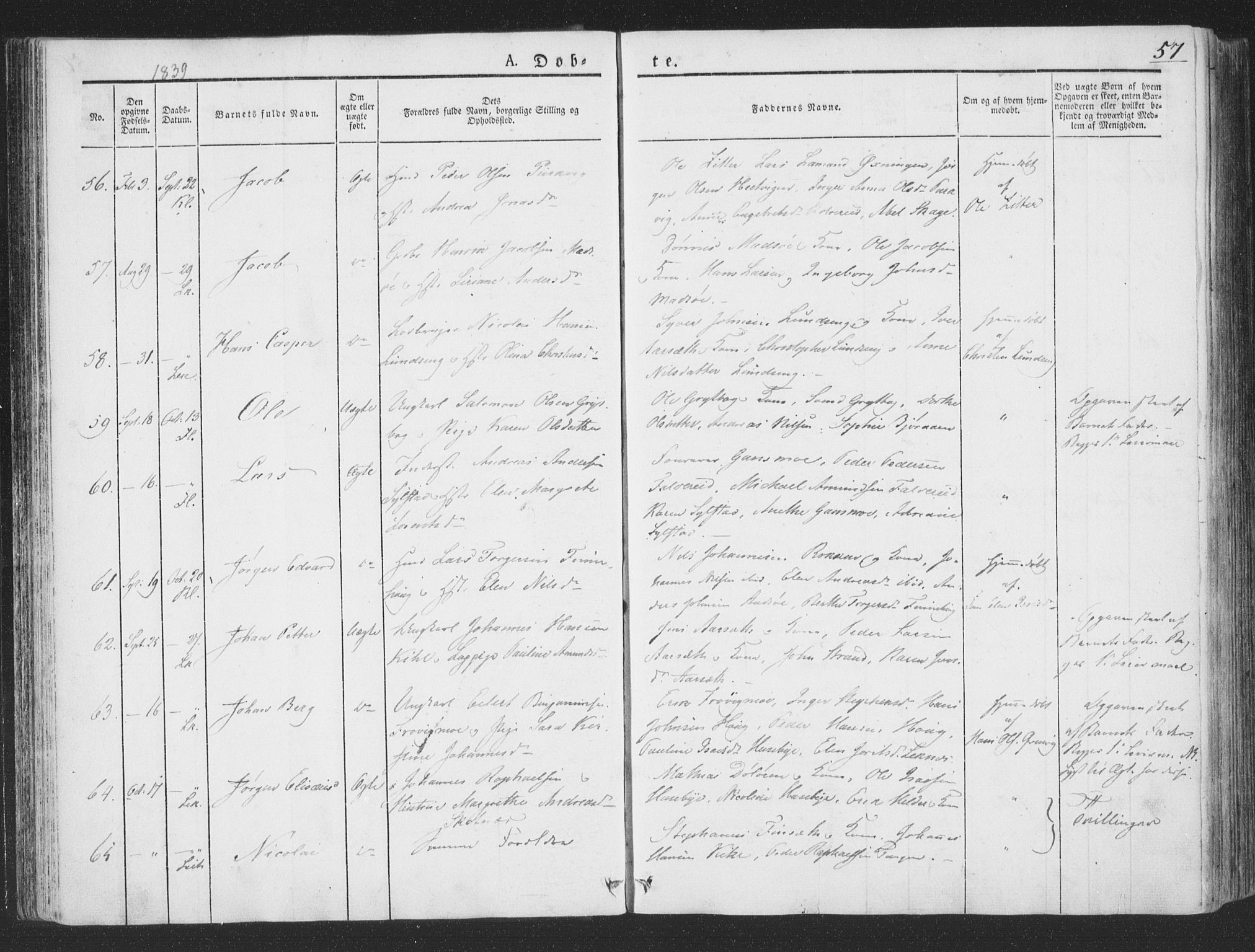 Ministerialprotokoller, klokkerbøker og fødselsregistre - Nord-Trøndelag, SAT/A-1458/780/L0639: Parish register (official) no. 780A04, 1830-1844, p. 57