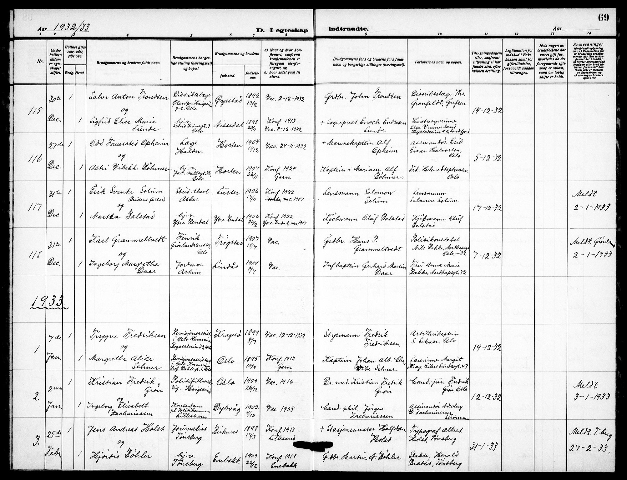 Garnisonsmenigheten Kirkebøker, AV/SAO-A-10846/F/Fa/L0019: Parish register (official) no. 19, 1928-1938, p. 69