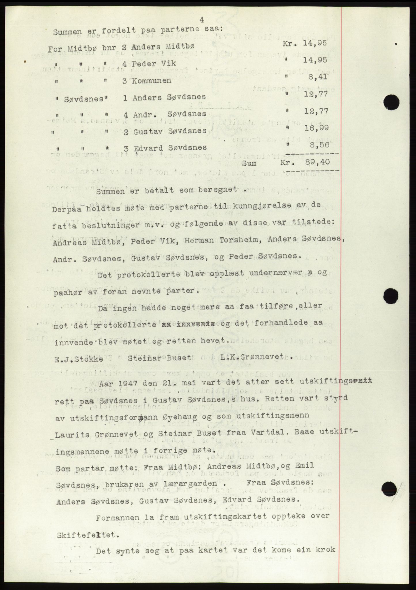 Søre Sunnmøre sorenskriveri, AV/SAT-A-4122/1/2/2C/L0083: Mortgage book no. 9A, 1948-1949, Diary no: : 60/1949