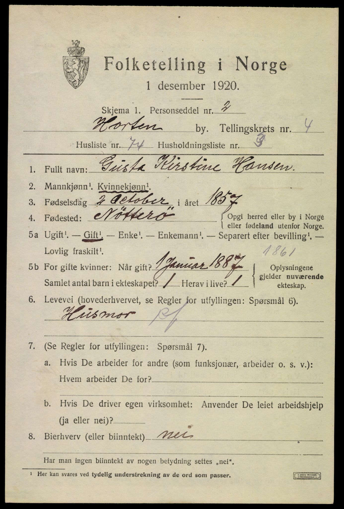 SAKO, 1920 census for Horten, 1920, p. 17551
