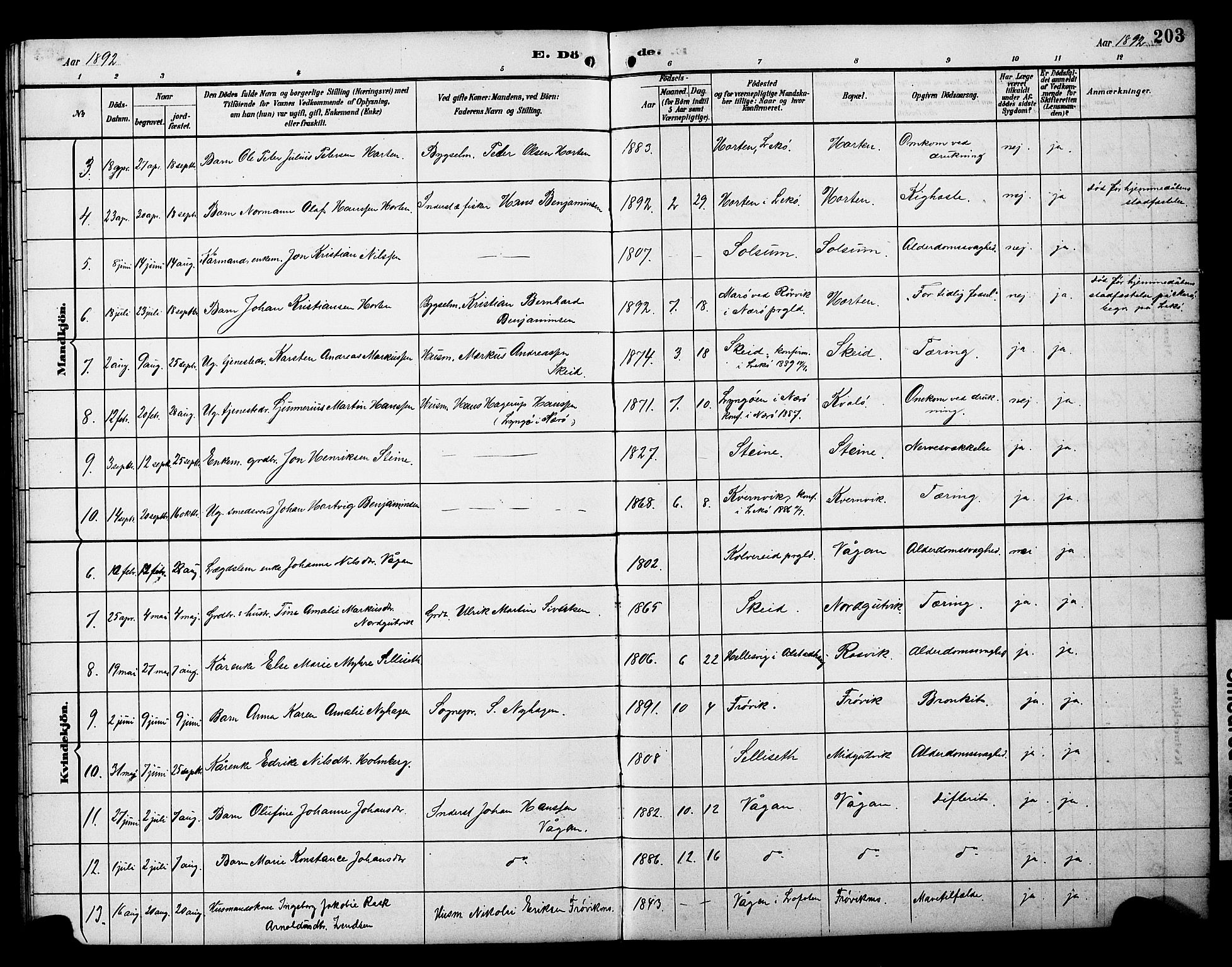 Ministerialprotokoller, klokkerbøker og fødselsregistre - Nord-Trøndelag, SAT/A-1458/788/L0701: Parish register (copy) no. 788C01, 1888-1913, p. 203