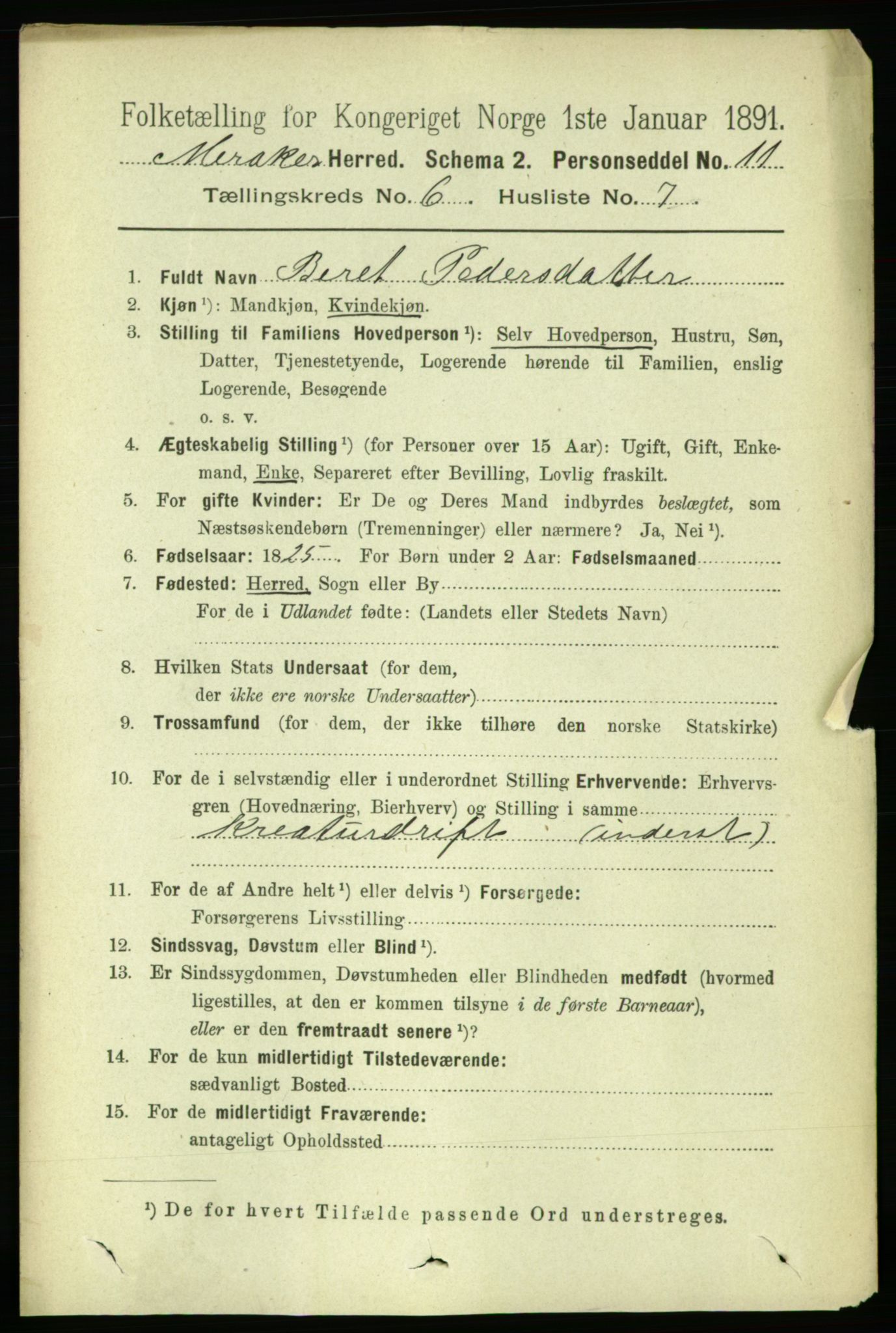 RA, 1891 census for 1711 Meråker, 1891, p. 2096