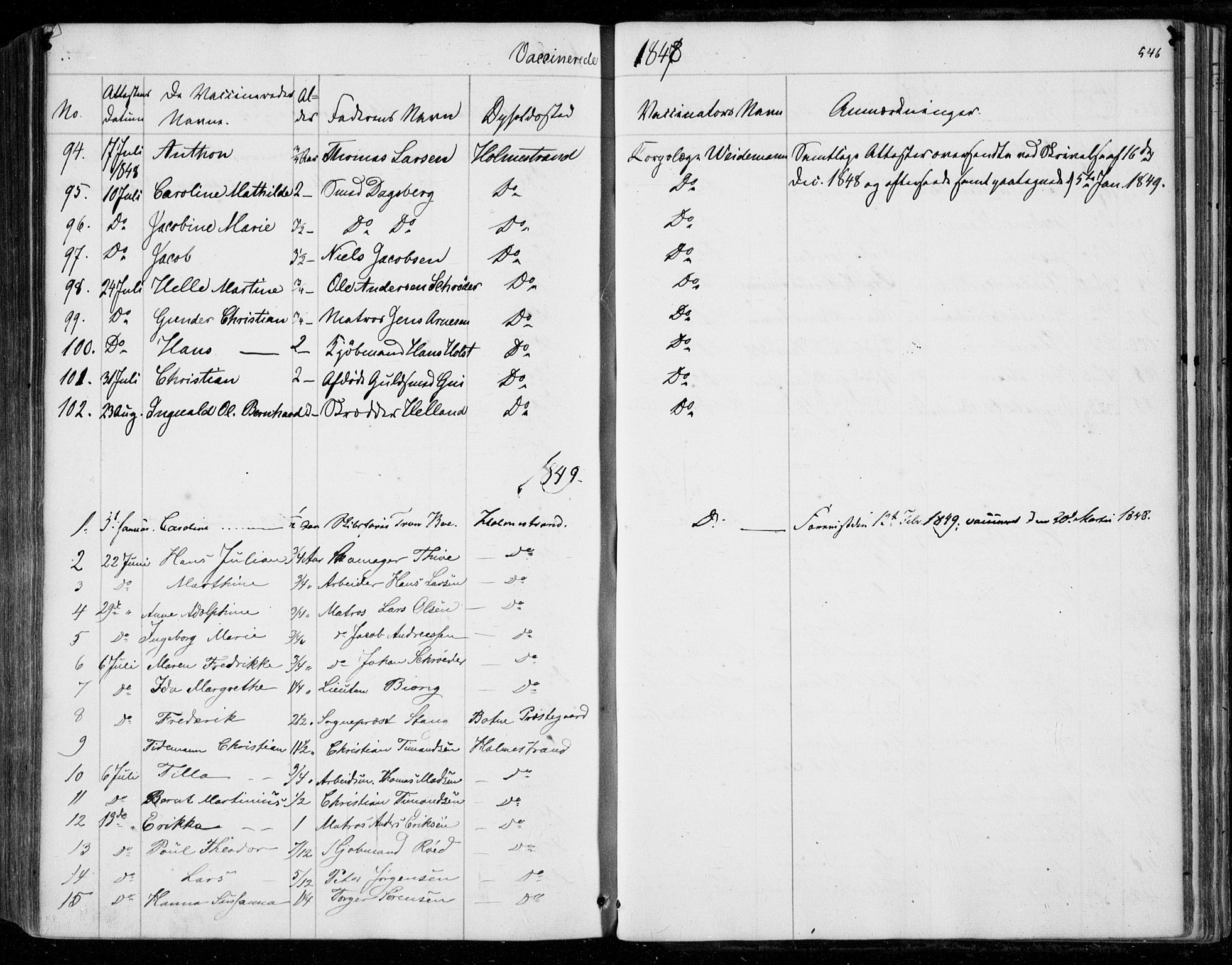 Holmestrand kirkebøker, SAKO/A-346/F/Fa/L0002: Parish register (official) no. 2, 1840-1866, p. 546