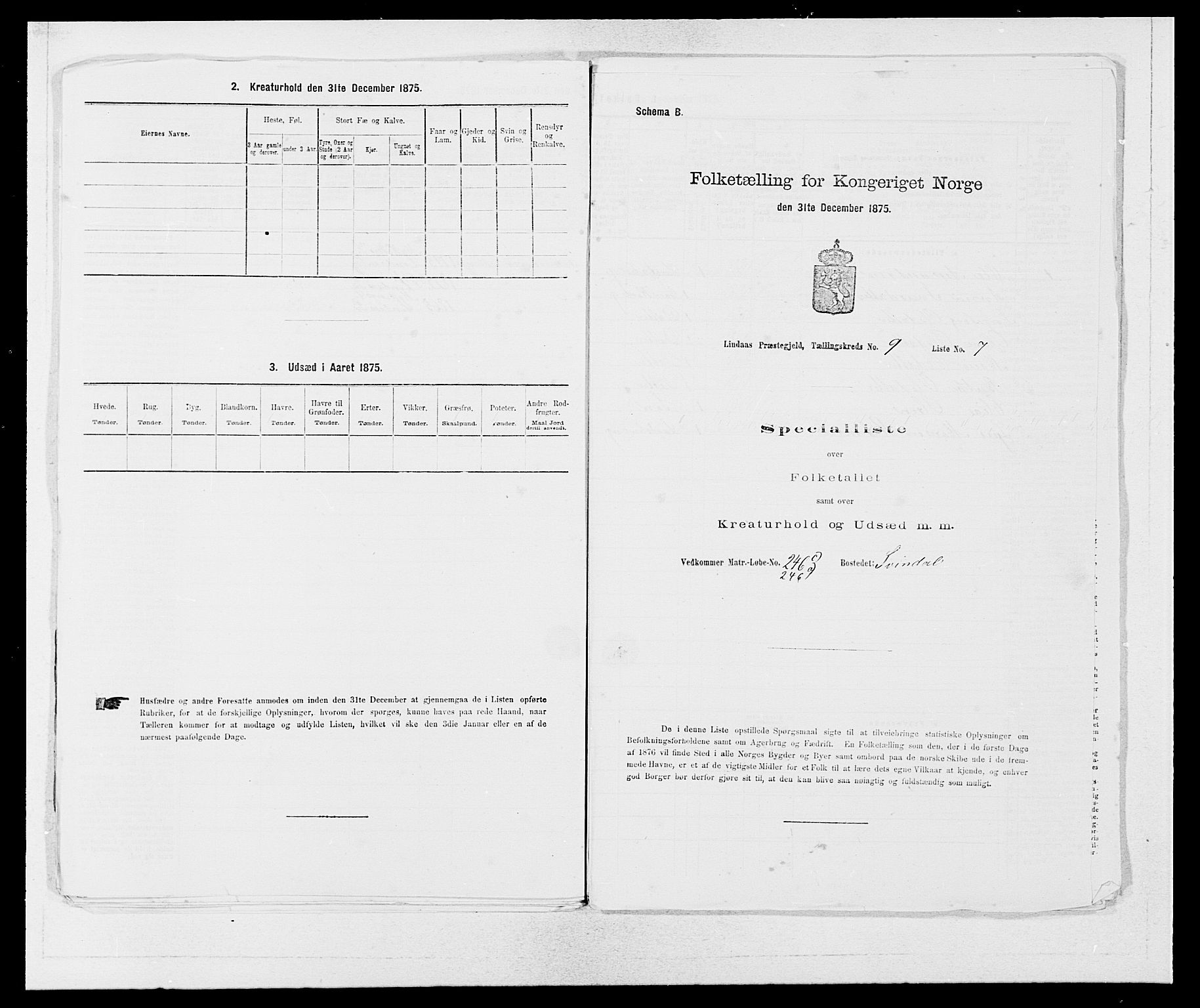 SAB, 1875 census for 1263P Lindås, 1875, p. 830