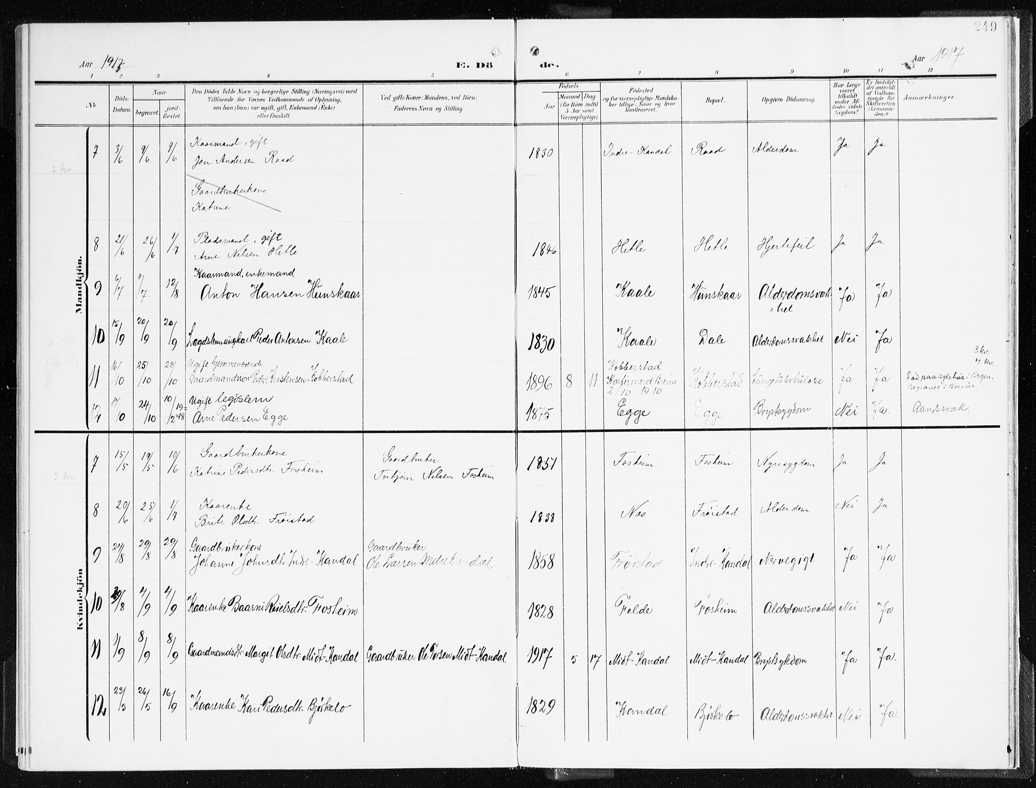 Gloppen sokneprestembete, AV/SAB-A-80101/H/Haa/Haac/L0003: Parish register (official) no. C 3, 1904-1921, p. 249