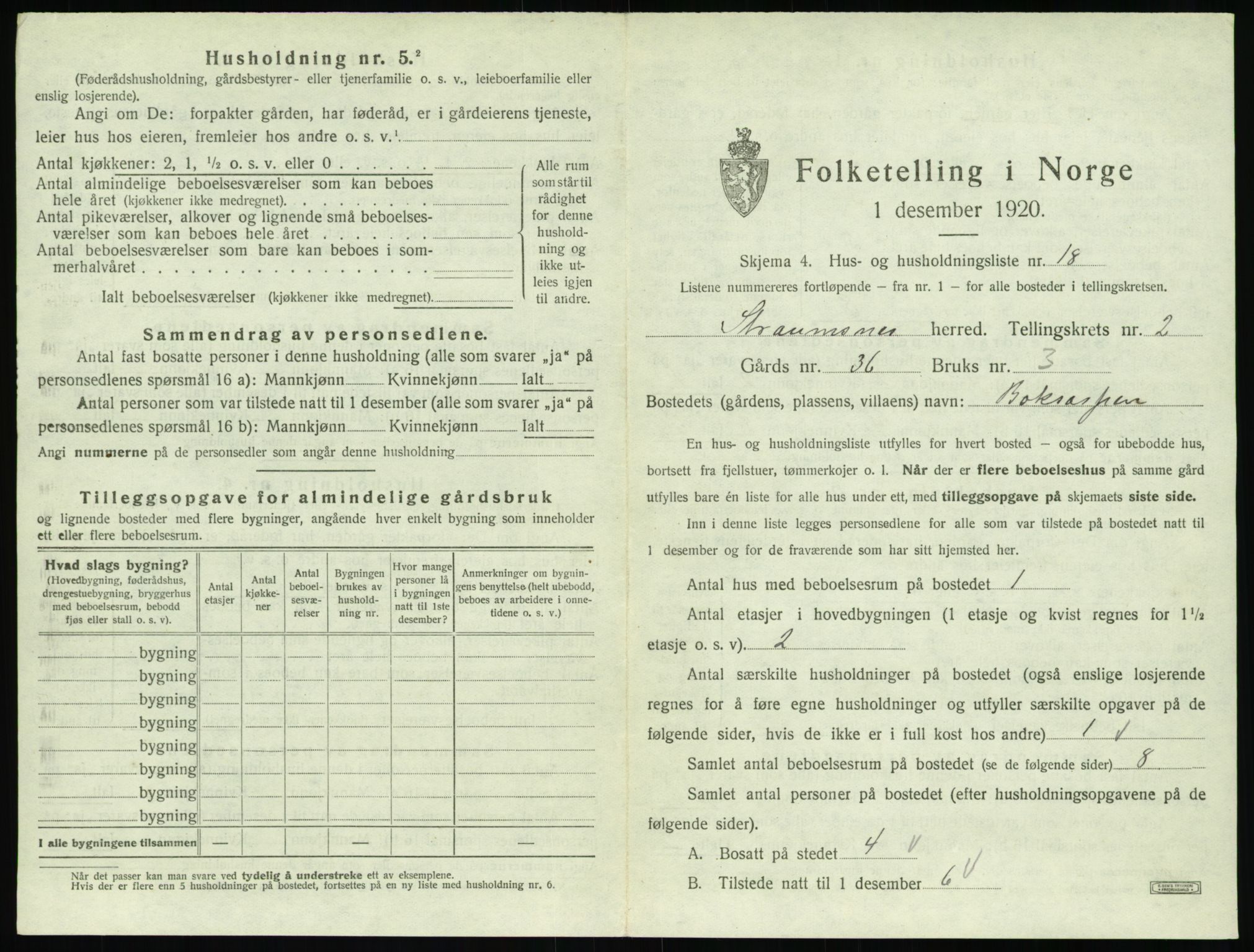 SAT, 1920 census for Straumsnes, 1920, p. 139