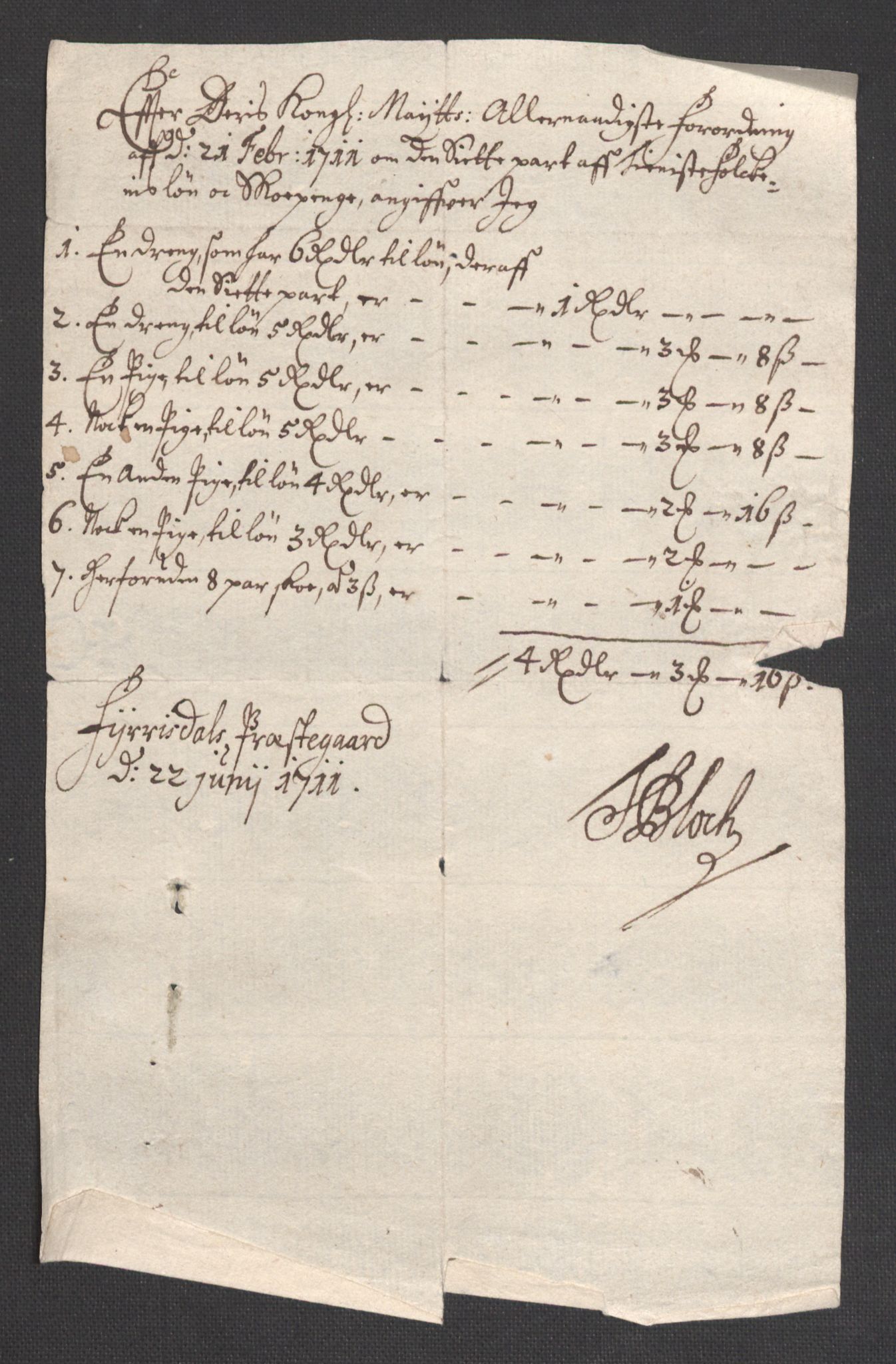 Rentekammeret inntil 1814, Reviderte regnskaper, Fogderegnskap, AV/RA-EA-4092/R36/L2121: Fogderegnskap Øvre og Nedre Telemark og Bamble, 1711, p. 219