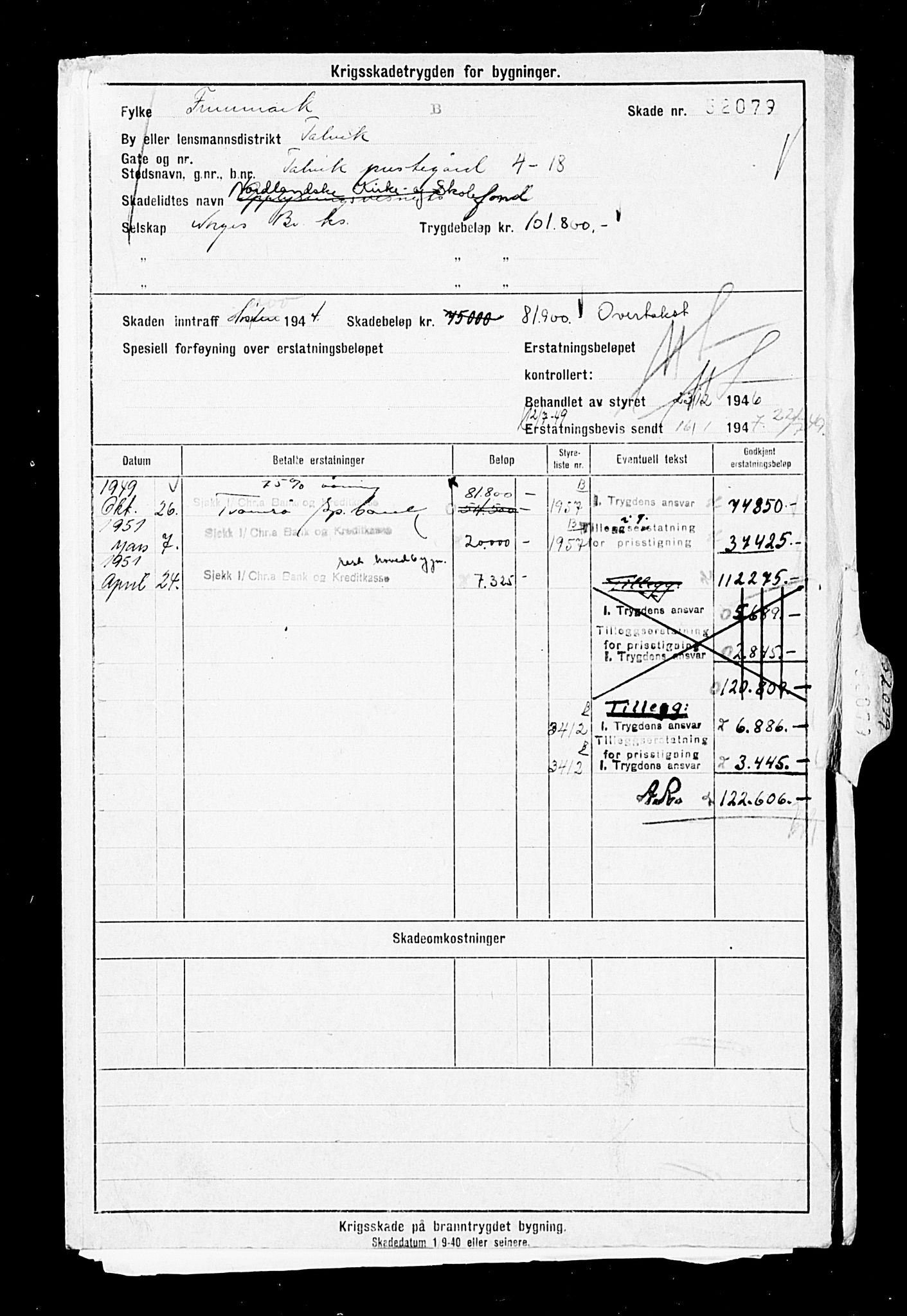 Krigsskadetrygdene for bygninger og løsøre, AV/RA-S-1548/V/L0011: Bygning. Trygdete skader inntruffet etter 1/9-40. Skadenr. 52078-53808. positiv Original, 1940-1945