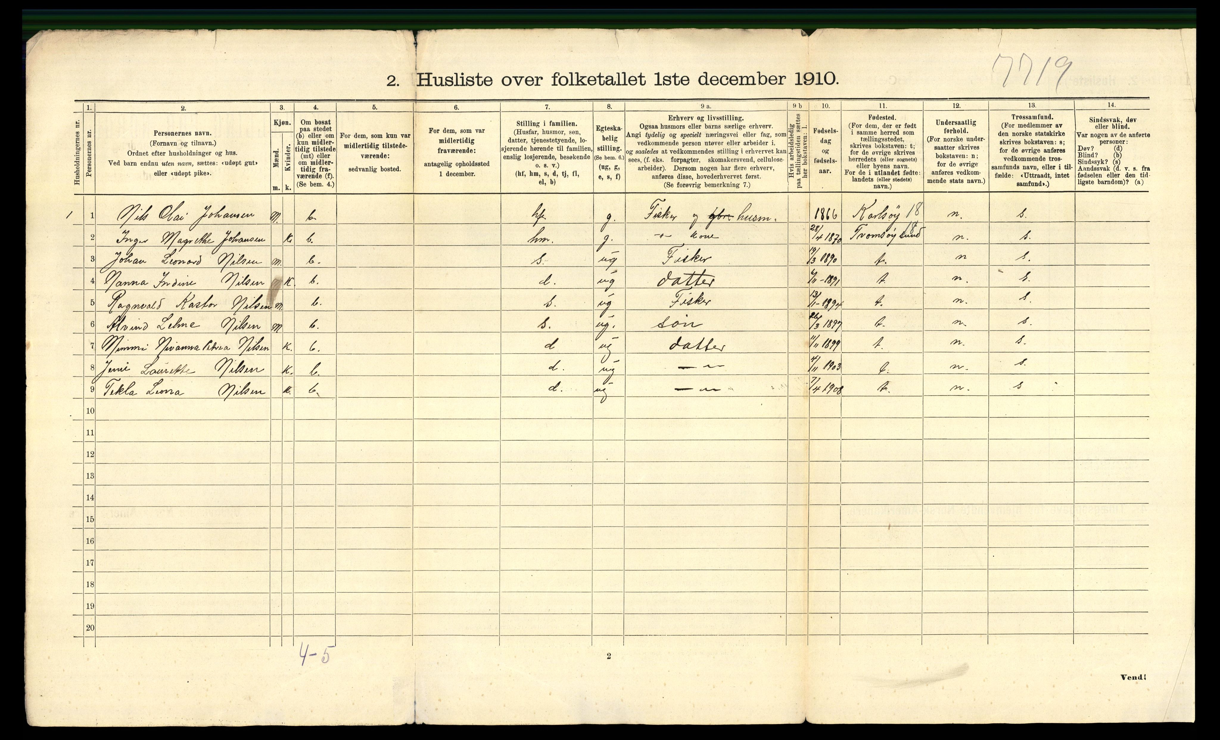 RA, 1910 census for Helgøy, 1910, p. 29