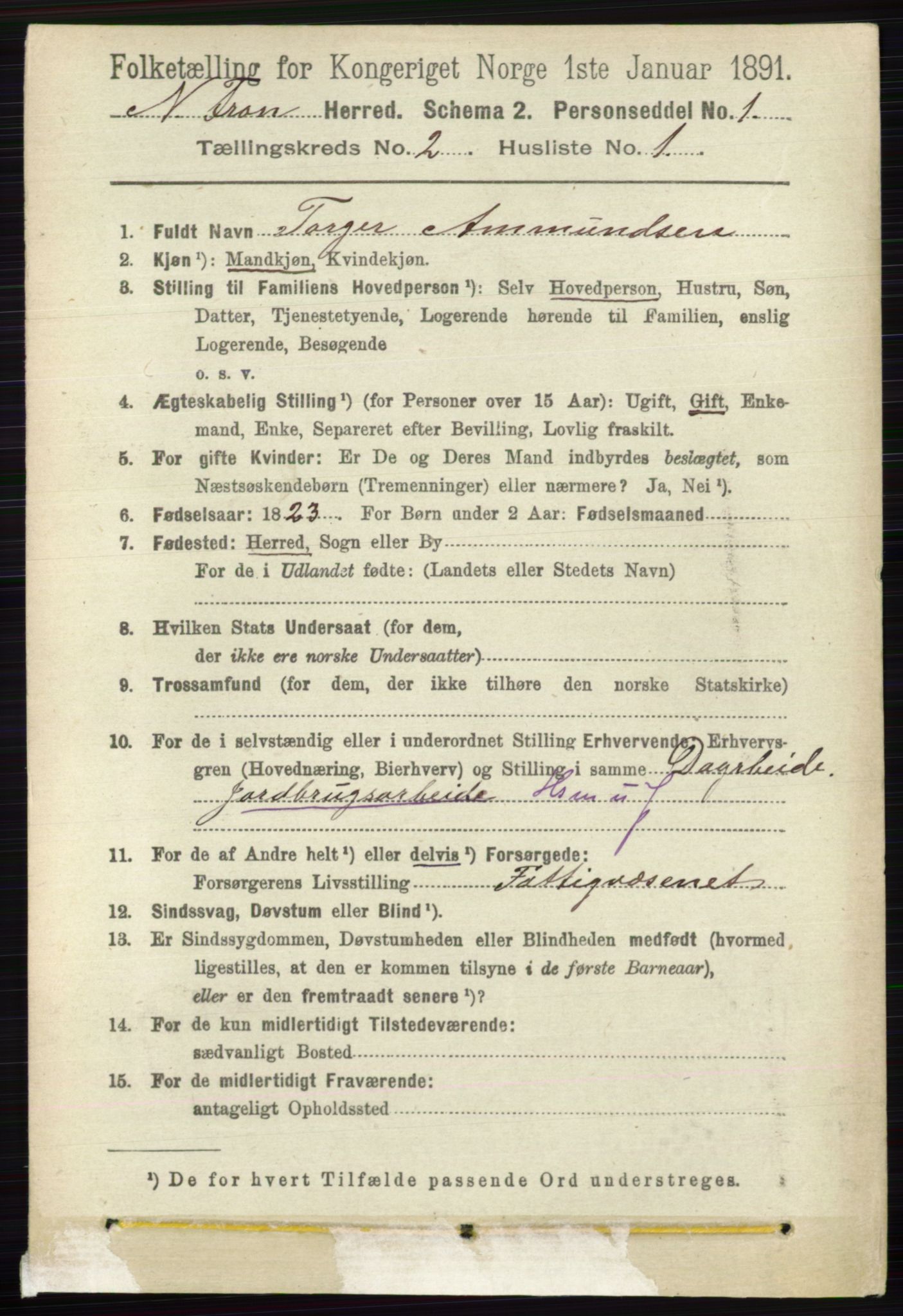 RA, 1891 census for 0518 Nord-Fron, 1891, p. 341