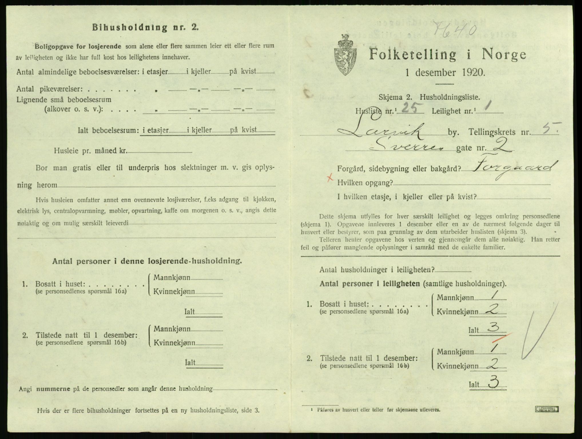 SAKO, 1920 census for Larvik, 1920, p. 4956