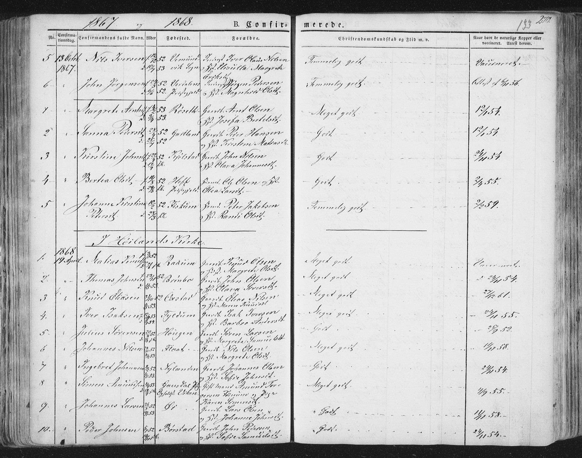 Ministerialprotokoller, klokkerbøker og fødselsregistre - Nord-Trøndelag, SAT/A-1458/758/L0513: Parish register (official) no. 758A02 /1, 1839-1868, p. 133