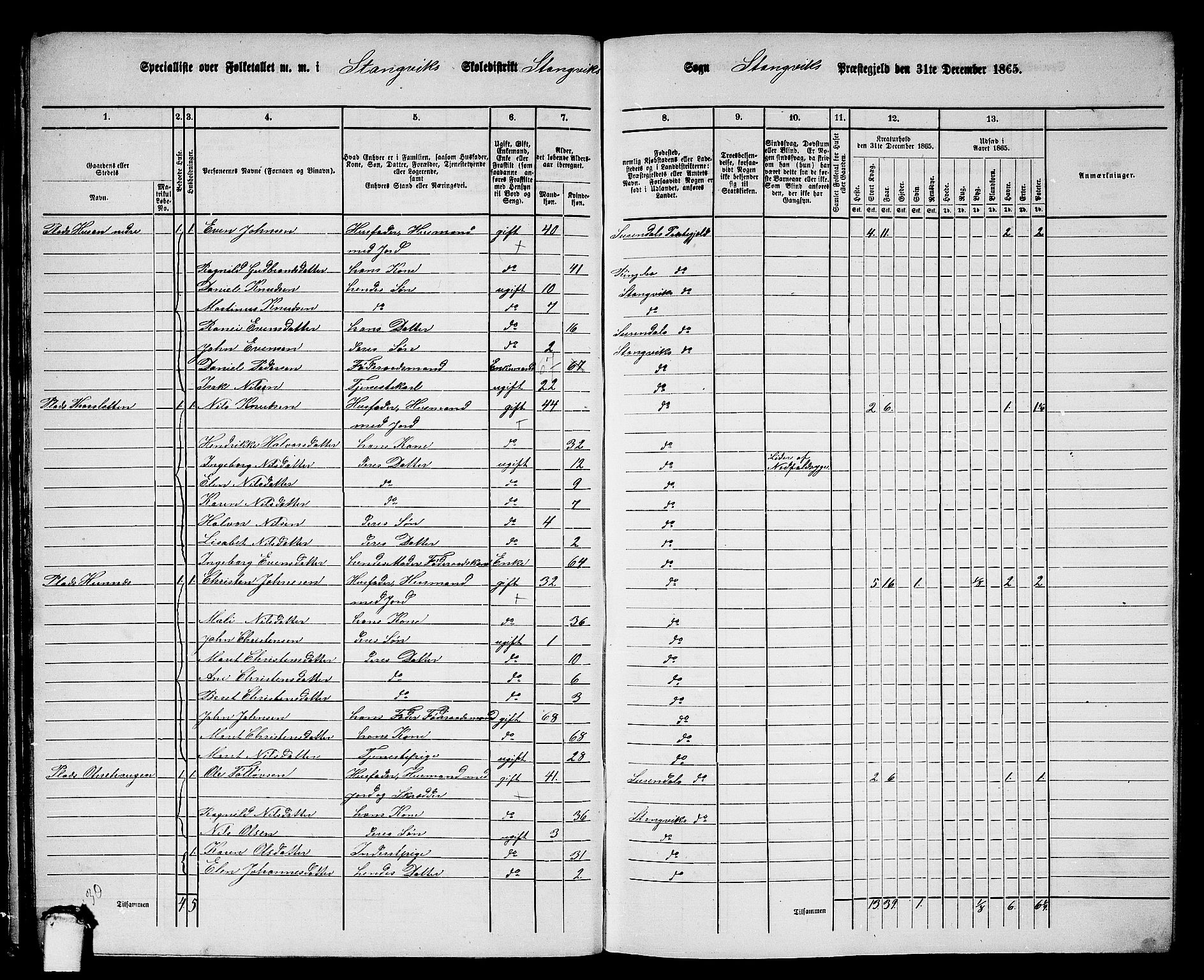 RA, 1865 census for Stangvik, 1865, p. 34