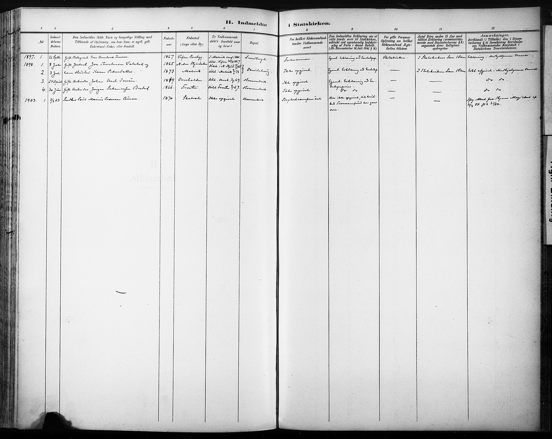 Ministerialprotokoller, klokkerbøker og fødselsregistre - Sør-Trøndelag, SAT/A-1456/616/L0411: Parish register (official) no. 616A08, 1894-1906